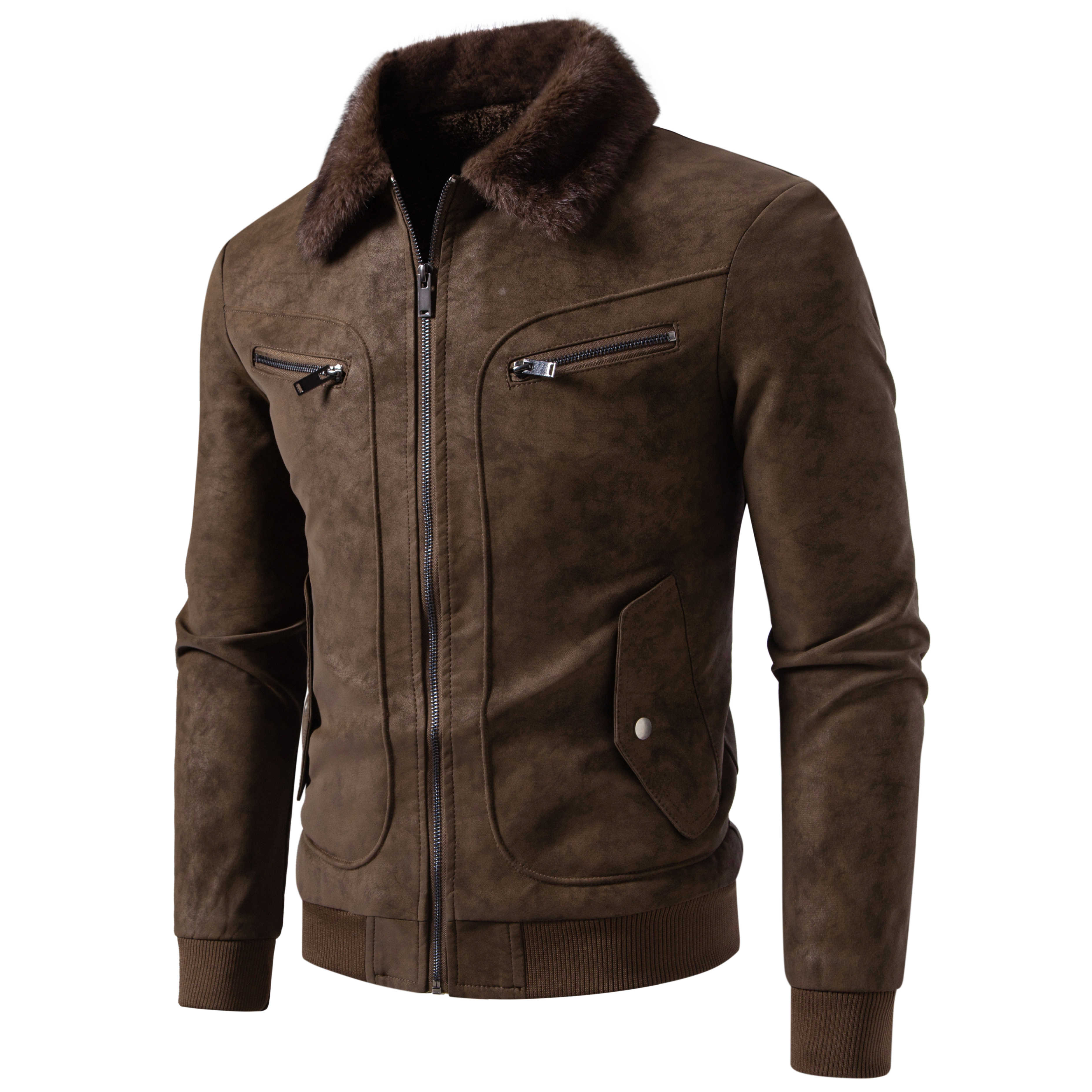 thumbnail video image 2 of Men's Heavyweight Winter Multi-Pocket Casual Jacket with Faux Fur Collar Zipper Coat, Stylish Outerwear for Cold Weather, 2 of 14