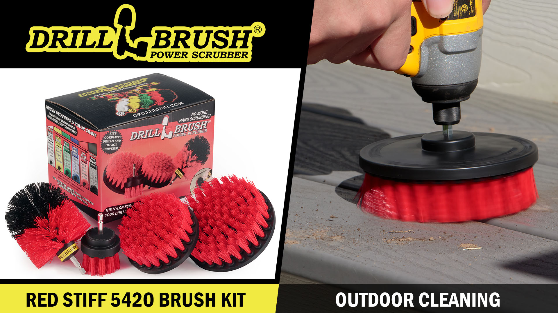 thumbnail video image 2 of Drillbrush Patio & Garden Stiff Red Drill Brush (4 Piece) R-S-542O-QC-DB, 2 of 8