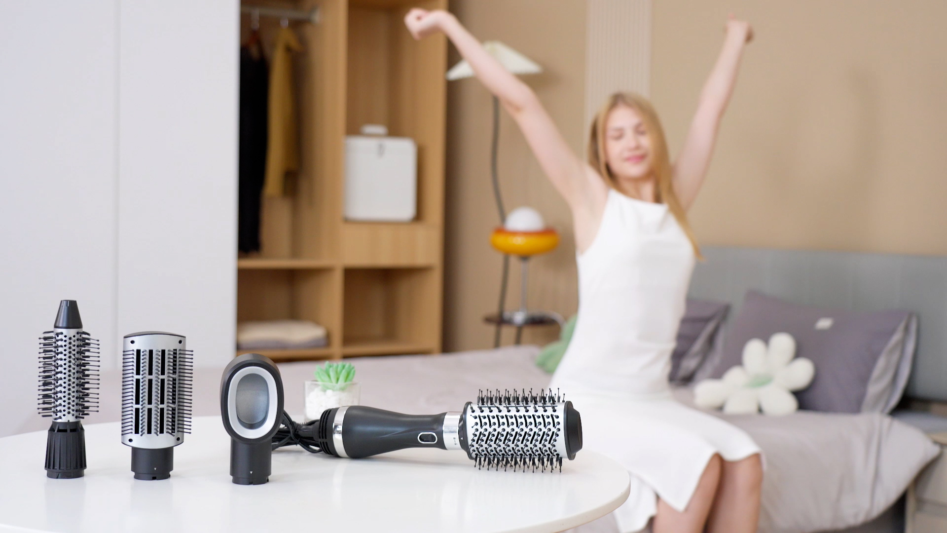 thumbnail video image 2 of SKIMI Hair Dryer Brush, Hot Air Brush, Blow Dryer Brush Tool Set Straightener/Dryer/Curling Plastic, Round Brush Hair Dryer, 2 of 13