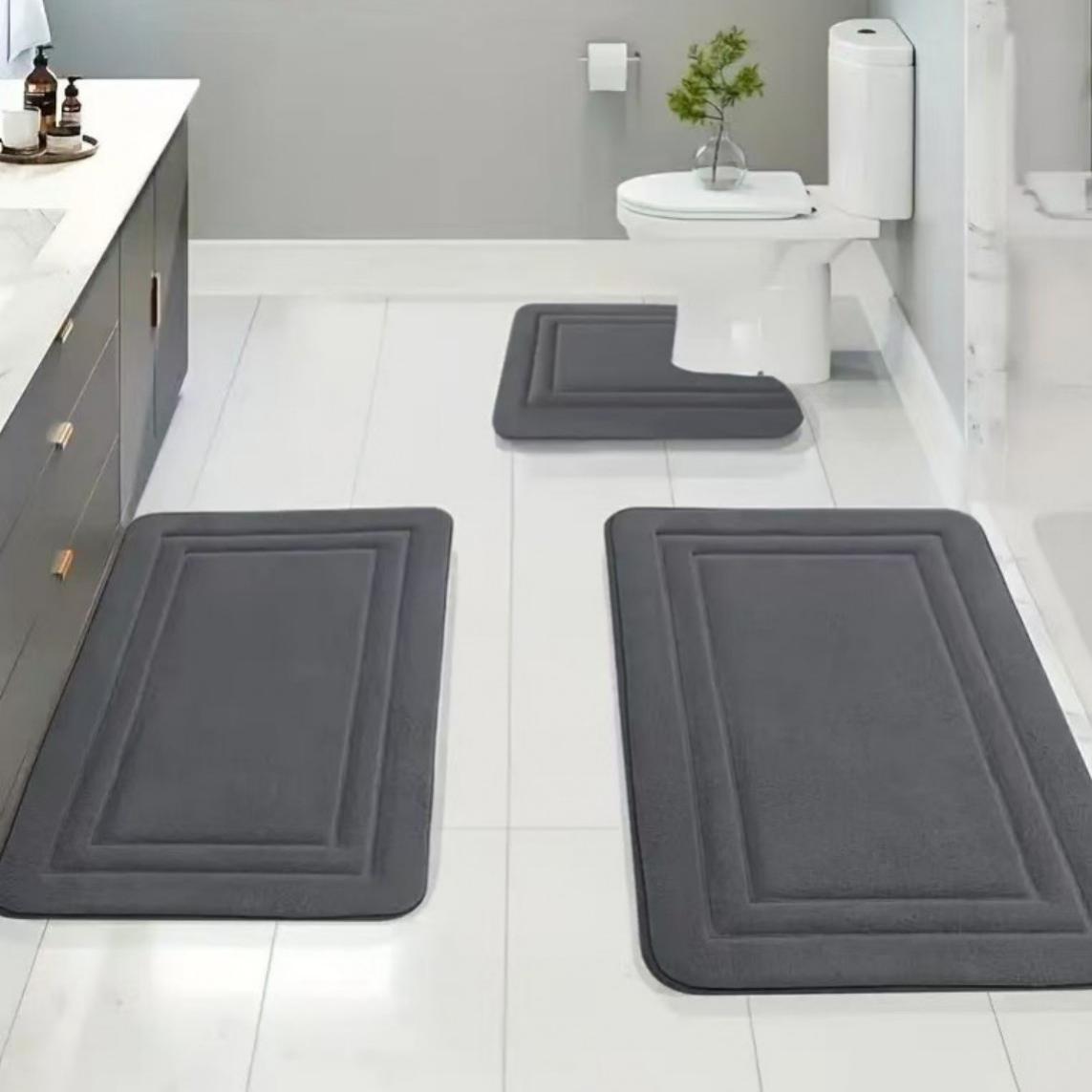 thumbnail video image 2 of NTYNTY Super Absorbent Non-slip Bathroom Mat Set of 3,Super Soft and Comfortable Advanced Bath Blanket,Home Decoration Mat,Navy Blue., 2 of 11