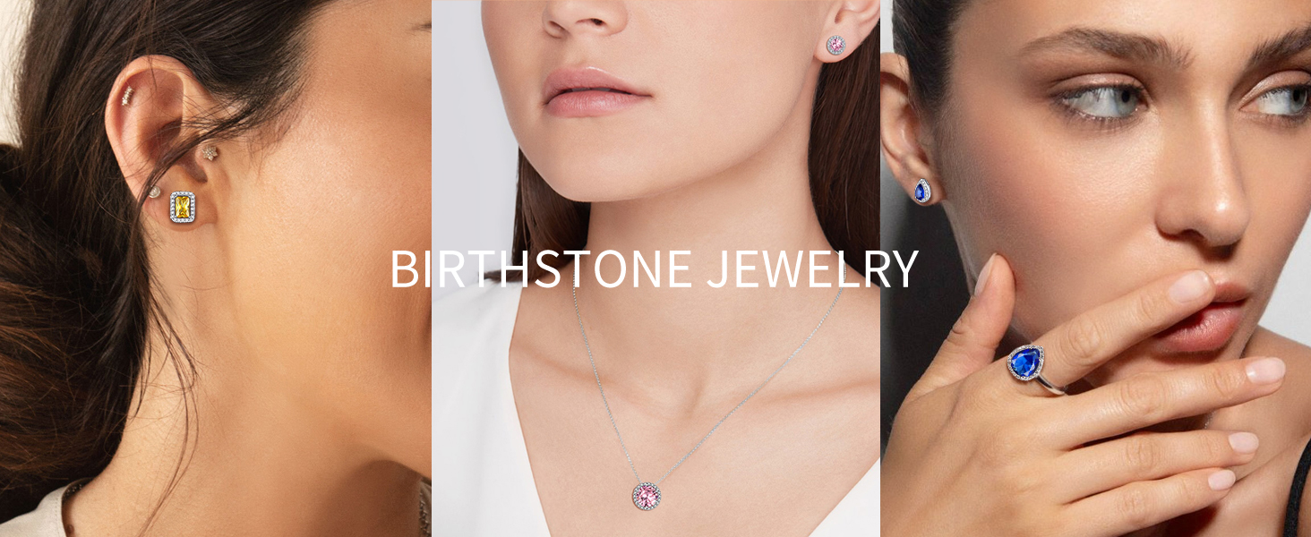 thumbnail video image 2 of Bestyle 925 Sterling Silver Birthstone Stud Earrings for Women, Sparking May Teardrop Cut Diamond Earrings for Sensitive Ears, 2 of 9