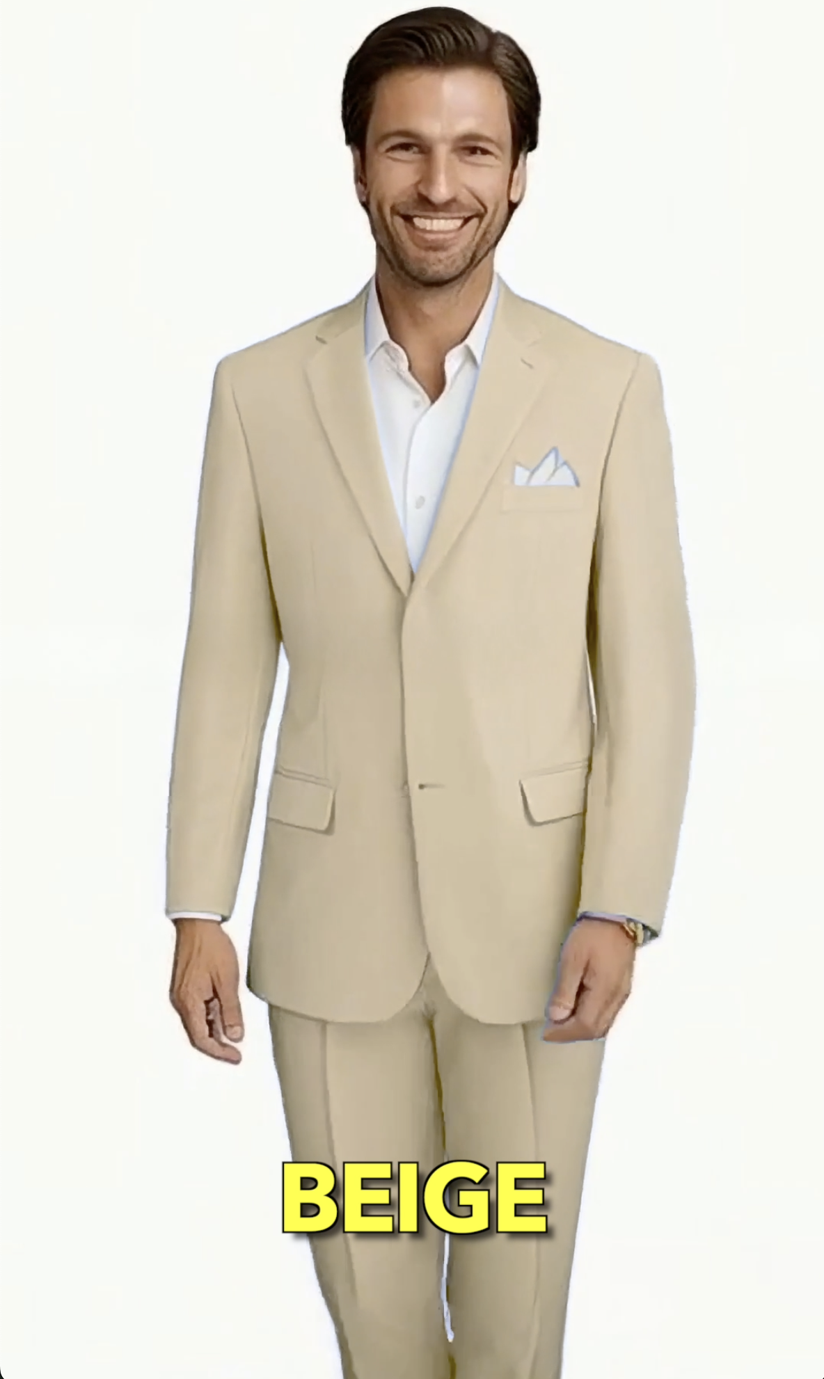 thumbnail video image 2 of Stylish 2pc. Men's Regular Fit Dress Suit with 1 Free Pair of Socks - White 48R, 2 of 7