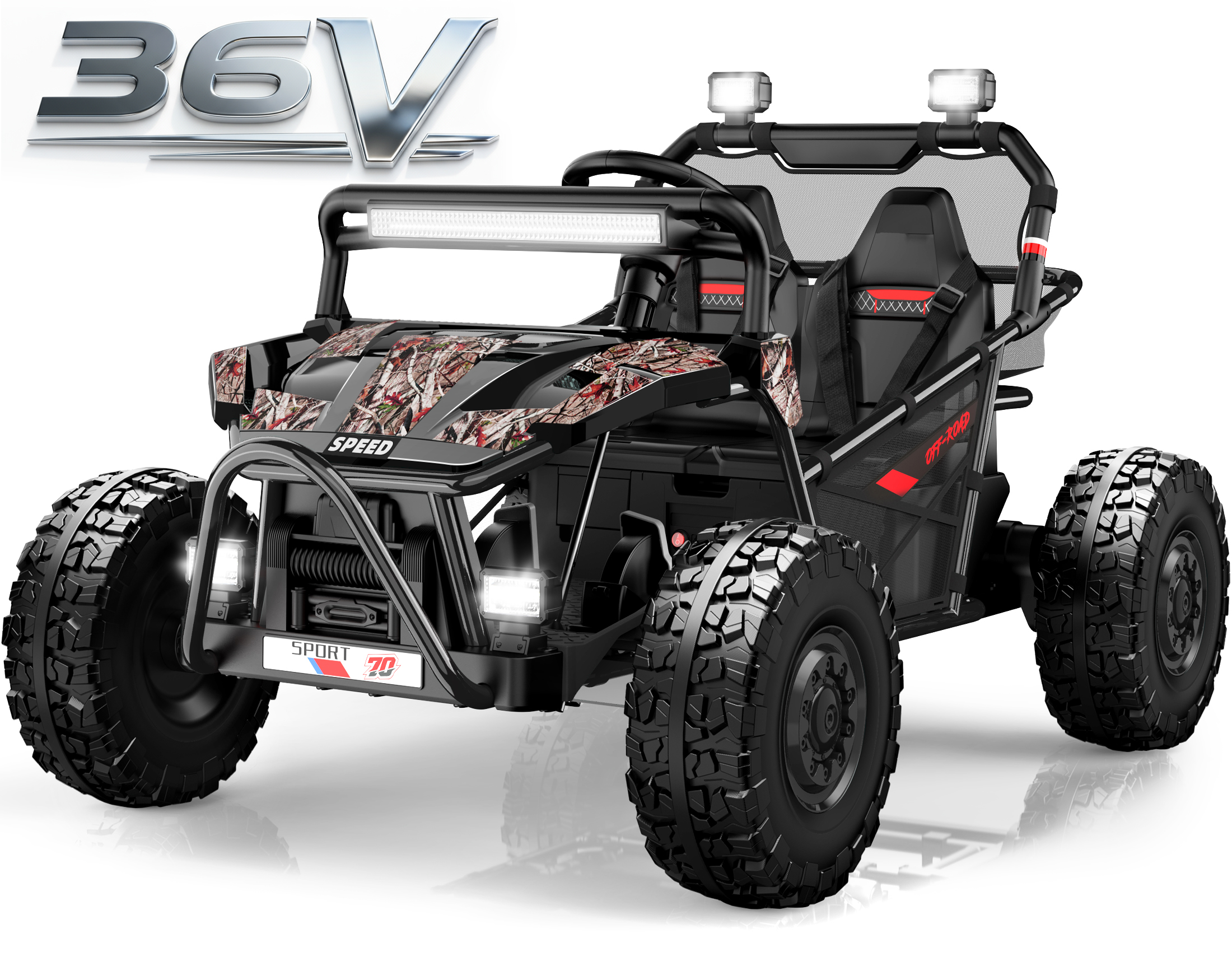 thumbnail video image 2 of iYofe 36V Electric Ride on Car for Big Kids, Powered Ride on UTV Toys for Boys Girls Ages 6+, Kids Electric Vehicle with Bluetooth, Music, Rear Wheel Spring Suspension, without Remote Control, Red, 2 of 10