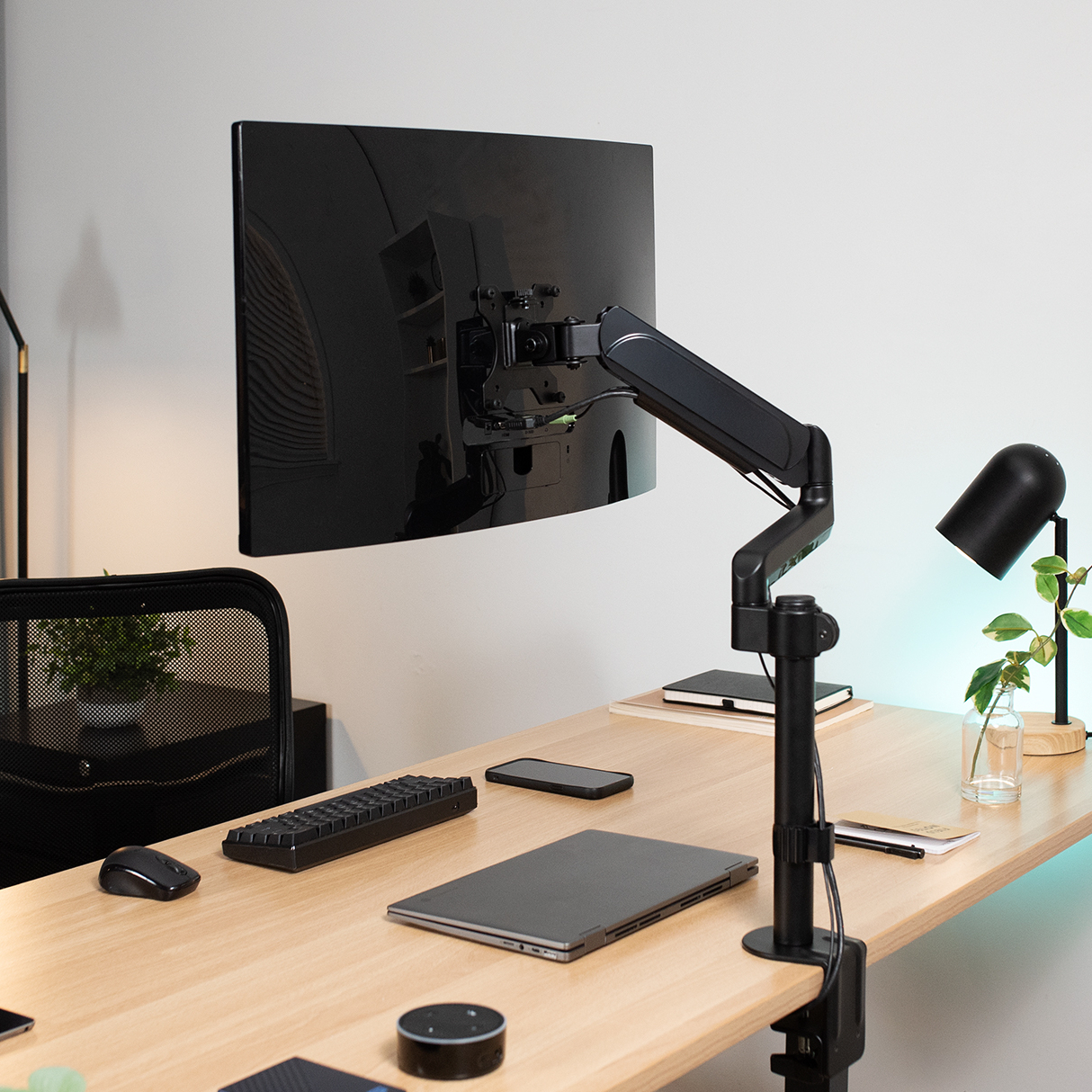 thumbnail video image 2 of VIVO Black Single Monitor Arm Sit-Stand Desk Mount for Computer Screen up to 32", 2 of 9