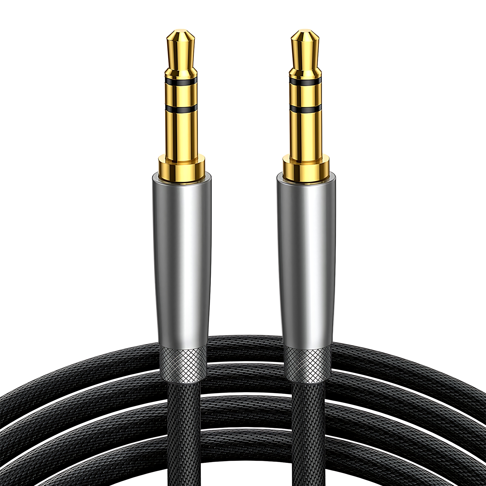 thumbnail video image 2 of Dutevolns 3.5mm Audio Cable 3-Pack[1.6ft], Nylon Braided Hi-Fi Sound Aux Cable , Audio Auxiliary Male to Male Cord for Headphones, Car, Home Stereos, Speaker, iPhone, iPad, iPod, Echo, 2 of 10