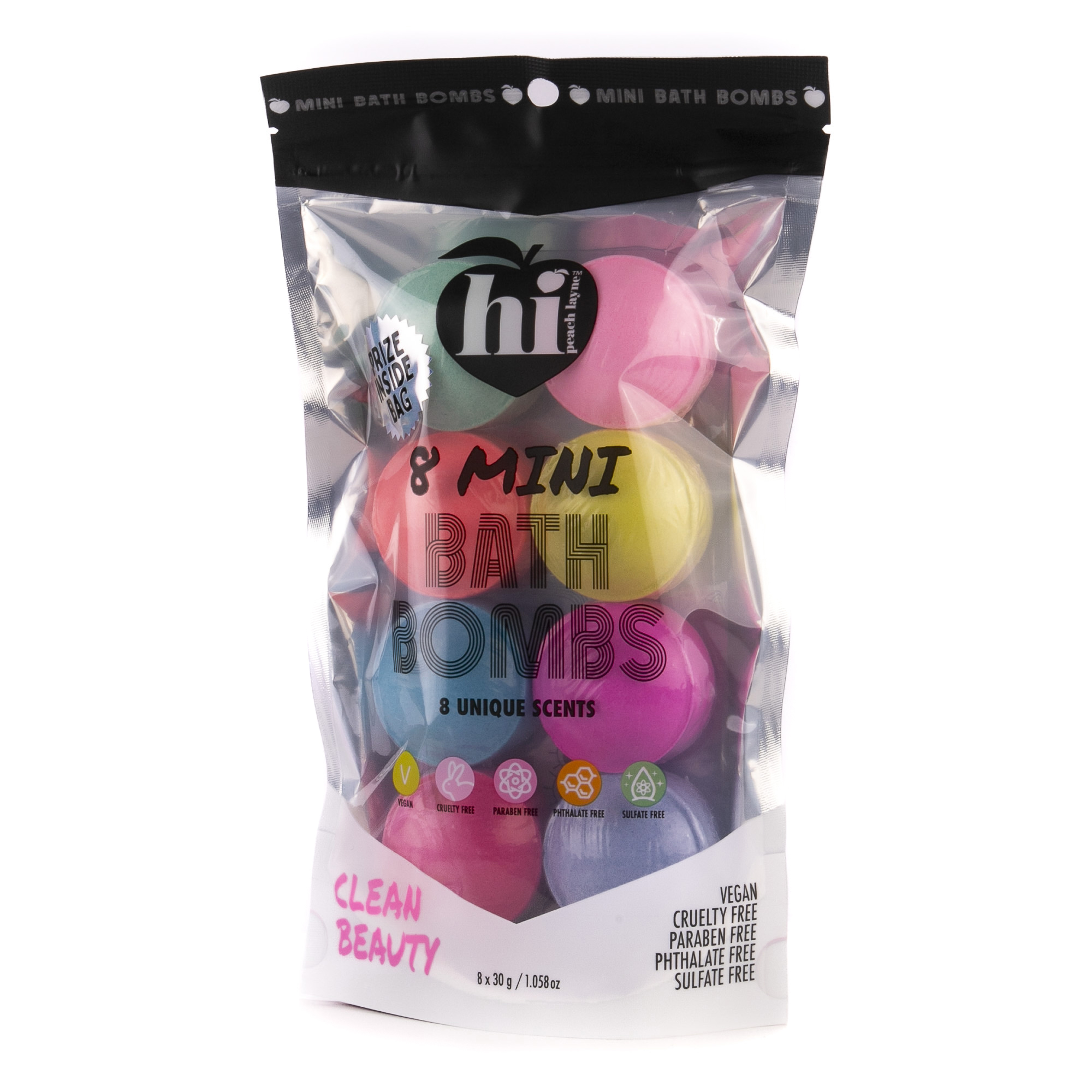Hi Peach Layne 8 Count Bath Bomb Bag, Multi-Color with Prize, 8 x