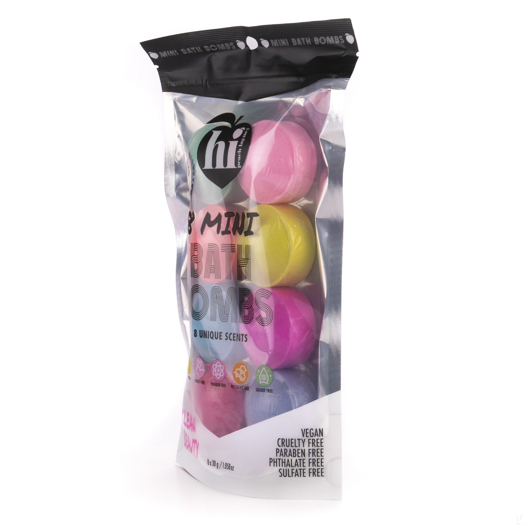 Hi Peach Layne Mini Bath Bomb Bag, 8 Assorted Scents with Surprise