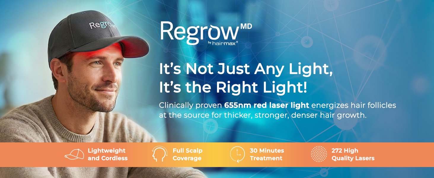 thumbnail video image 2 of Hairmax Hair Growth Cap RegrowMD 272 Laser  , FDA Cleared Laser Hair Regrowth Device for Men & Women FDA Cleared, 2 of 10