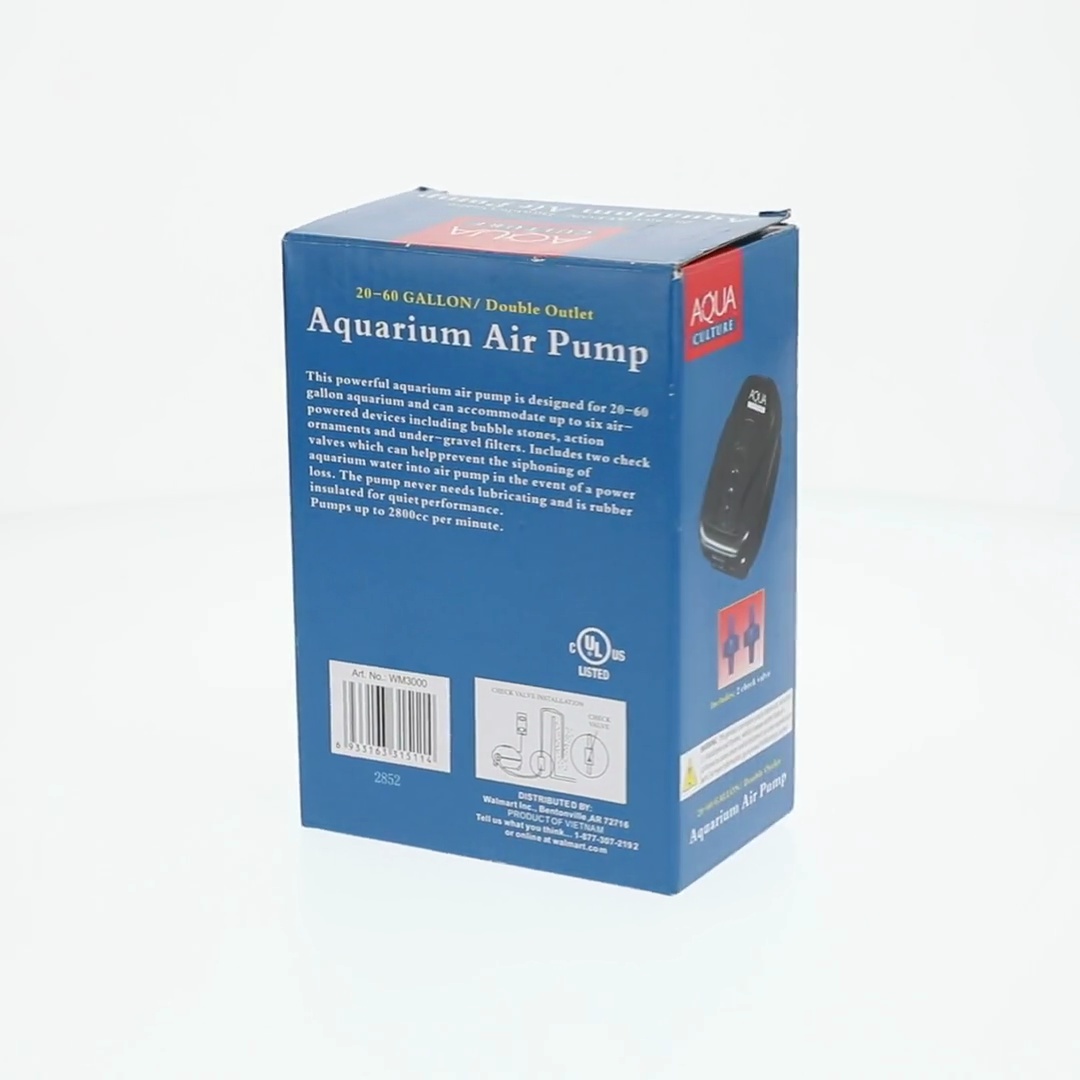 Aqua Culture External Double Outlet Air Pump for 20-60 Gallon Fish