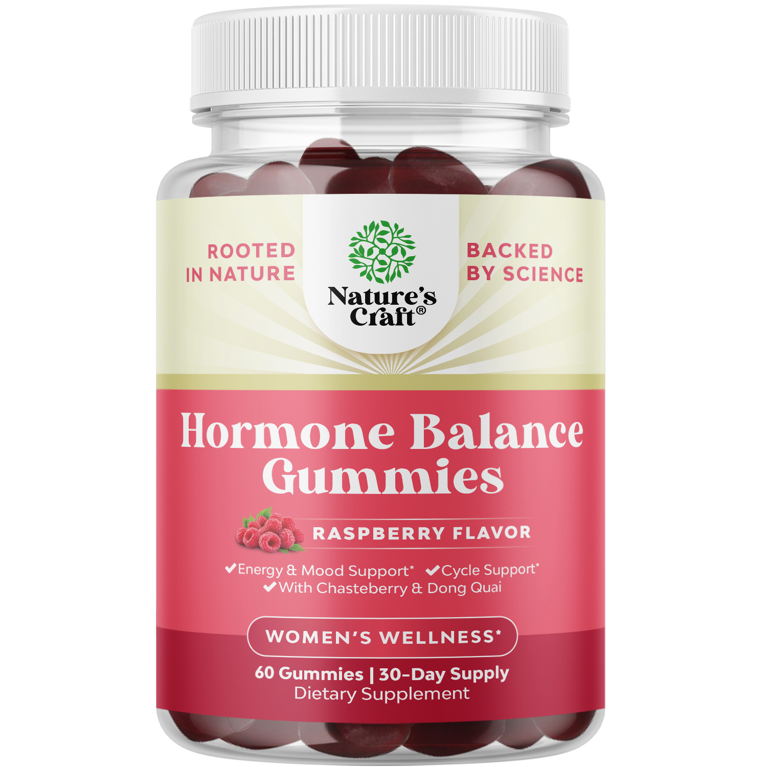 thumbnail video image 2 of Nature's Craft Hormone Balance Gummies, PMS Support Supplement for Women, Raspberry, 60 Chews, 2 of 9