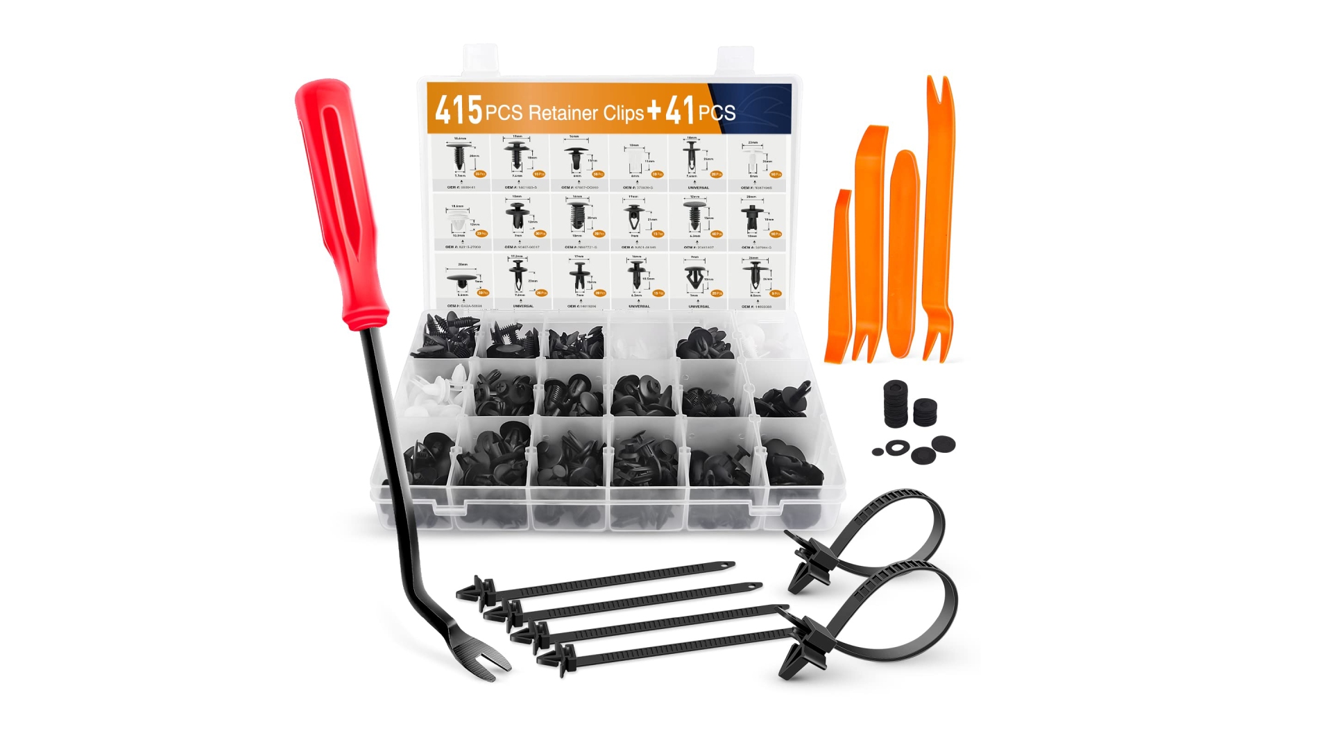 thumbnail video image 2 of GOOACC 415Pcs Car Retainer Clips Fastener Remover 18 Most Popular Sizes Auto Push Pin Rivets Set Door Trim Panel Clips for GM Ford Toyota Honda Chrysler, 2 of 8