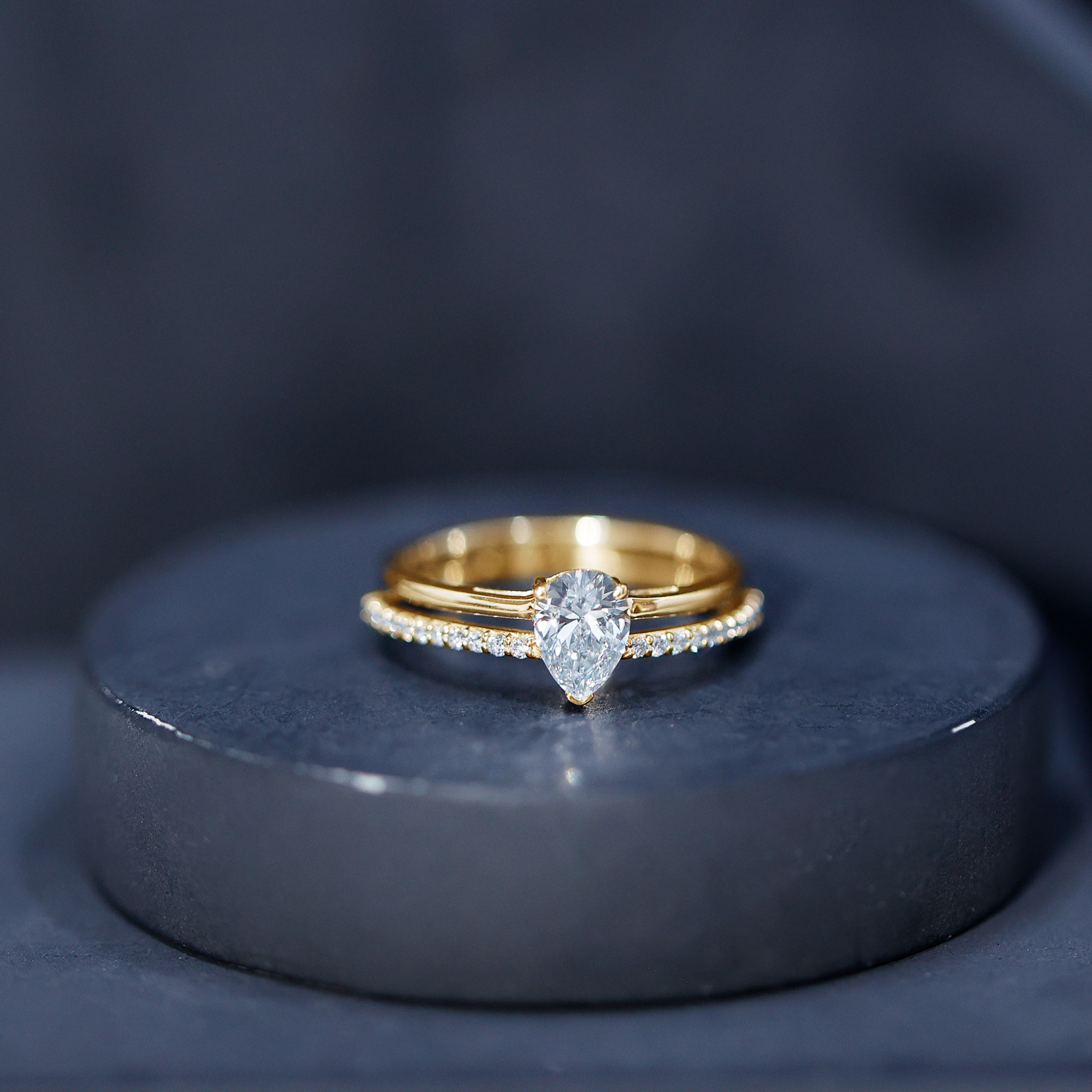 thumbnail video image 2 of Rosec Jewels Lab Grown Diamond Engagement Ring - Teardrop Ring - Double Band, 925 Sterling Silver, US 4.00, 2 of 8