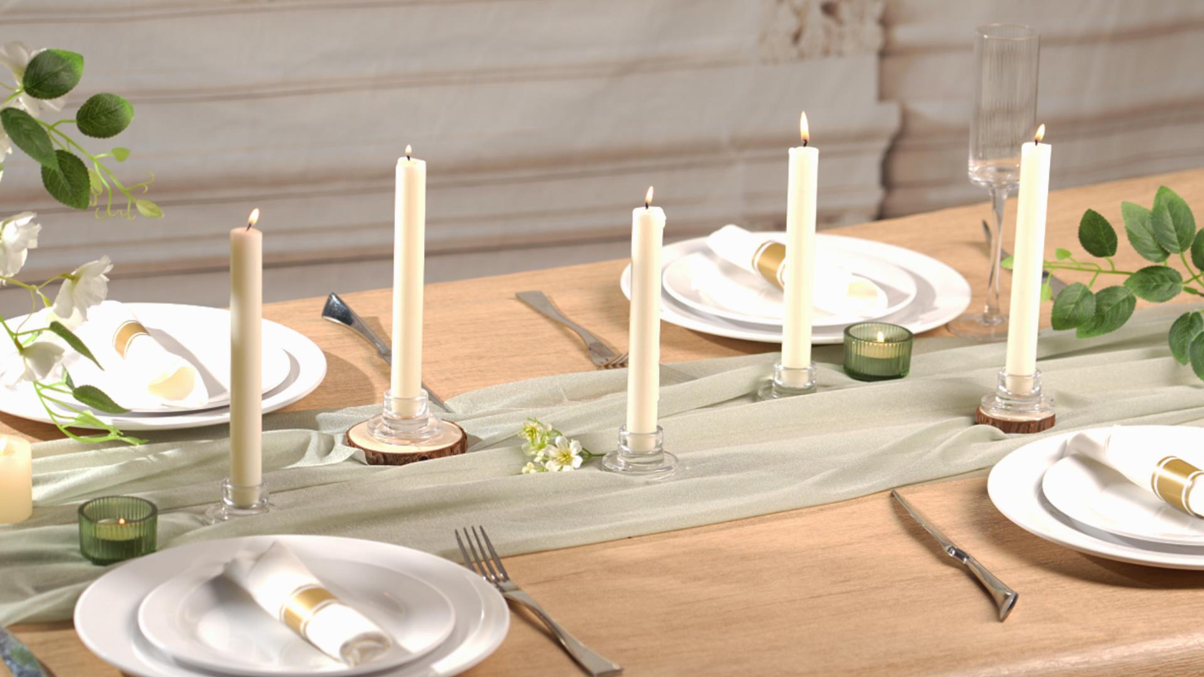 thumbnail video image 2 of Glasseam Set of 10 Small Taper Candle Holders Bulk: Clear Short Candlestick Holders for Table Decor Dinner Party Holiday Centerpiece Thick Glass Rustic Modern Style, 2 of 10