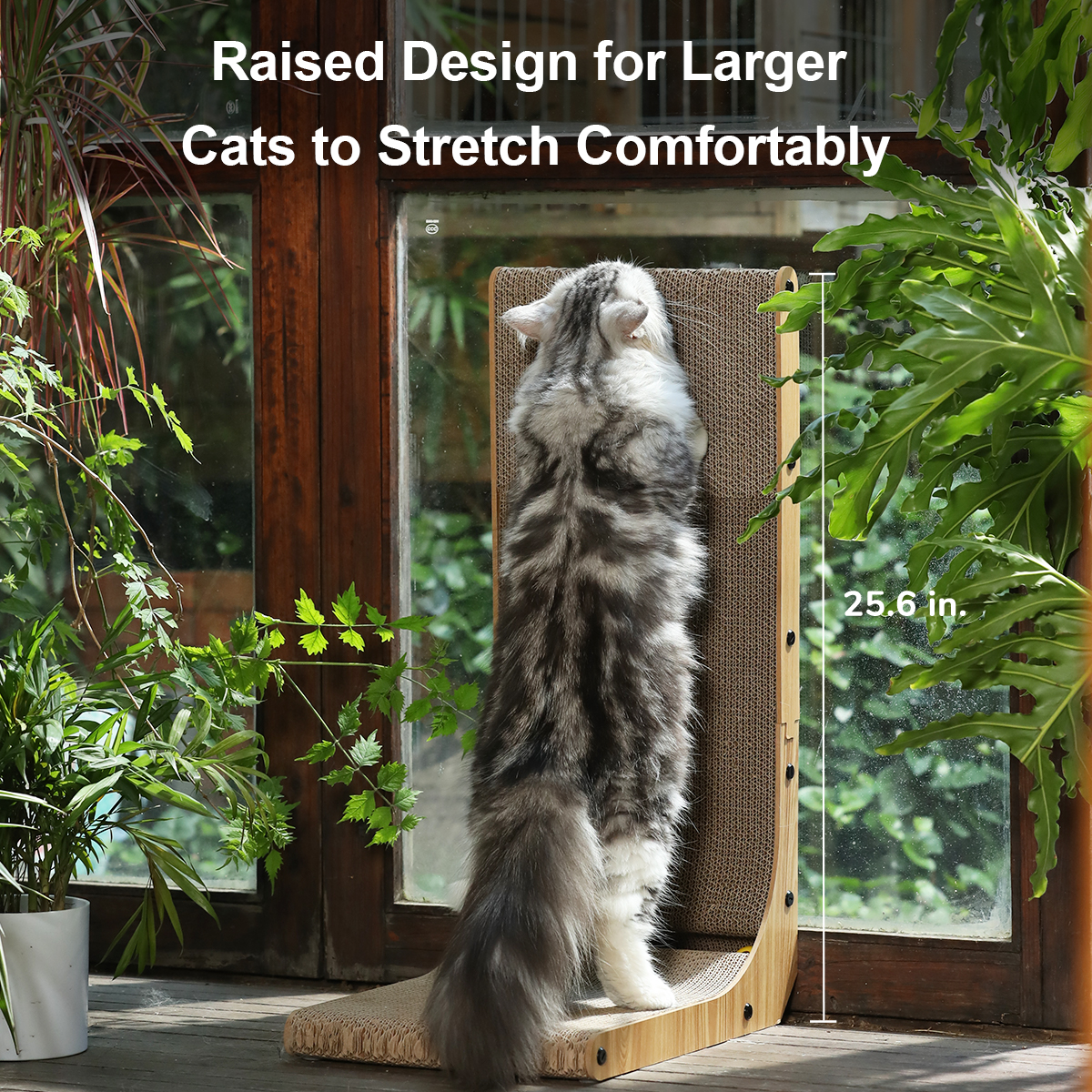 thumbnail video image 2 of FUKUMARU Cat Scratcher with Ball, Curved Cat Scratch Pad for Large Cats, 26.8", 2 of 10