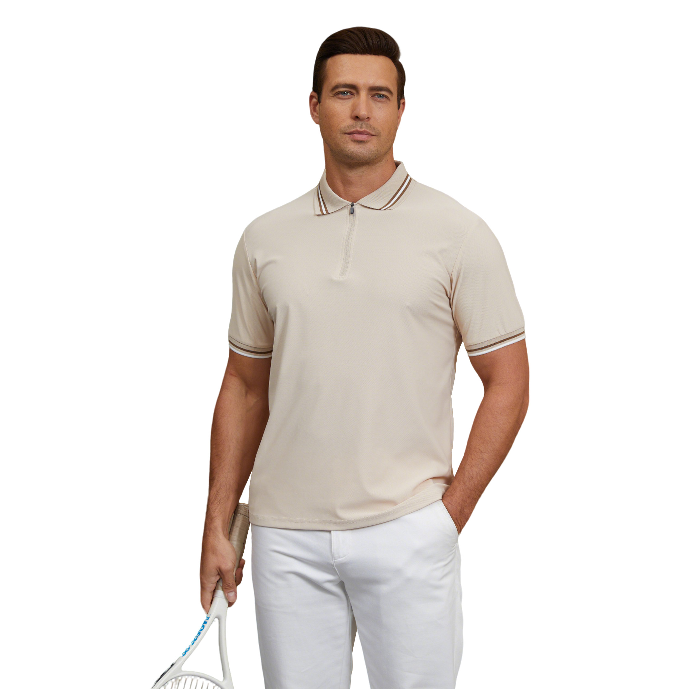 thumbnail video image 2 of Fexilor Men's & Big Men’s Pique Polo Shirt Short Sleeve with Quarter-Zip Collar, Sizes S-3XL, 2 of 11