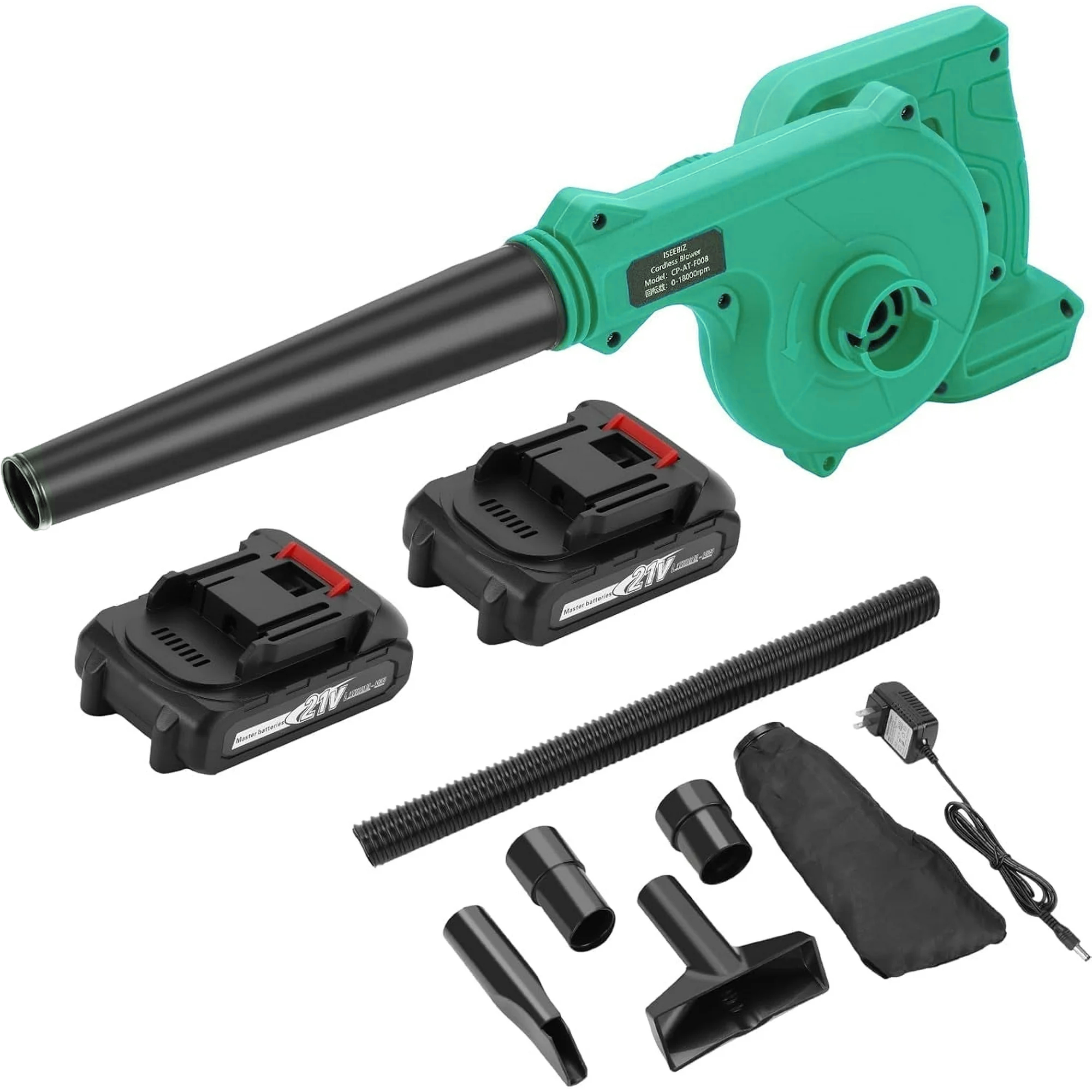 thumbnail video image 2 of 2-in-1 Leaf Blower Cordless & Handheld Vacuum Cleaner Battery Powered - Come with 21V 2 Batteries and Charger - Stepless Speed Control for Lawn Care, Dust Snow Blowing, 2 of 8