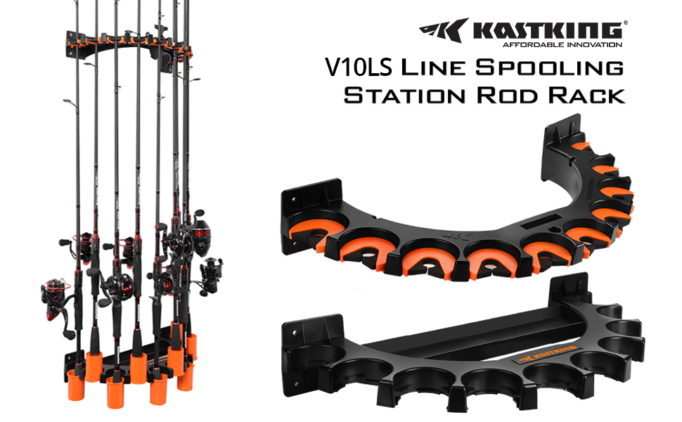 thumbnail video image 2 of KastKing V10 Wall Rod Rack w/ Line Spooling Station, Holds 10 Combos, 2 of 10