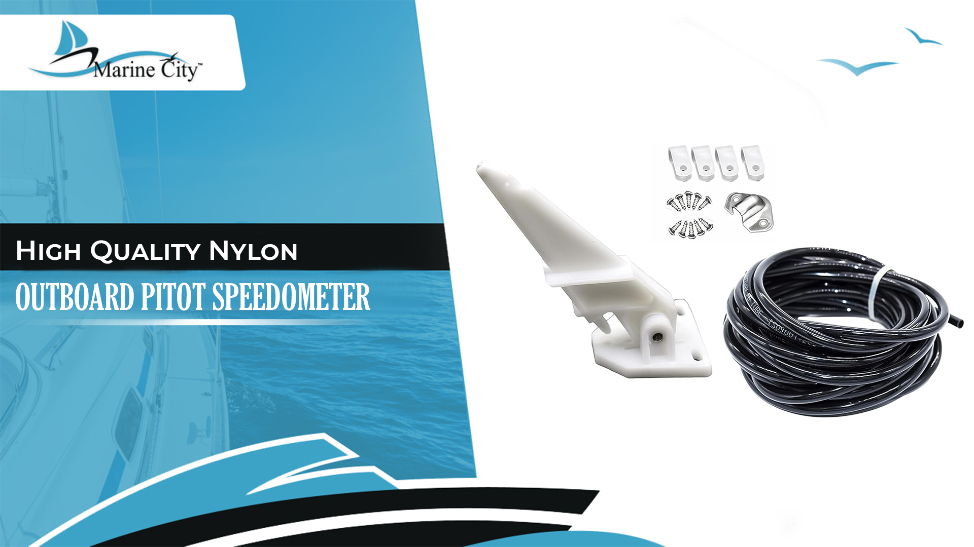 Pontoon Speedometer Kit Marine City Boat Outboard Pitot Speedometer Kit with 6m Tubing ...