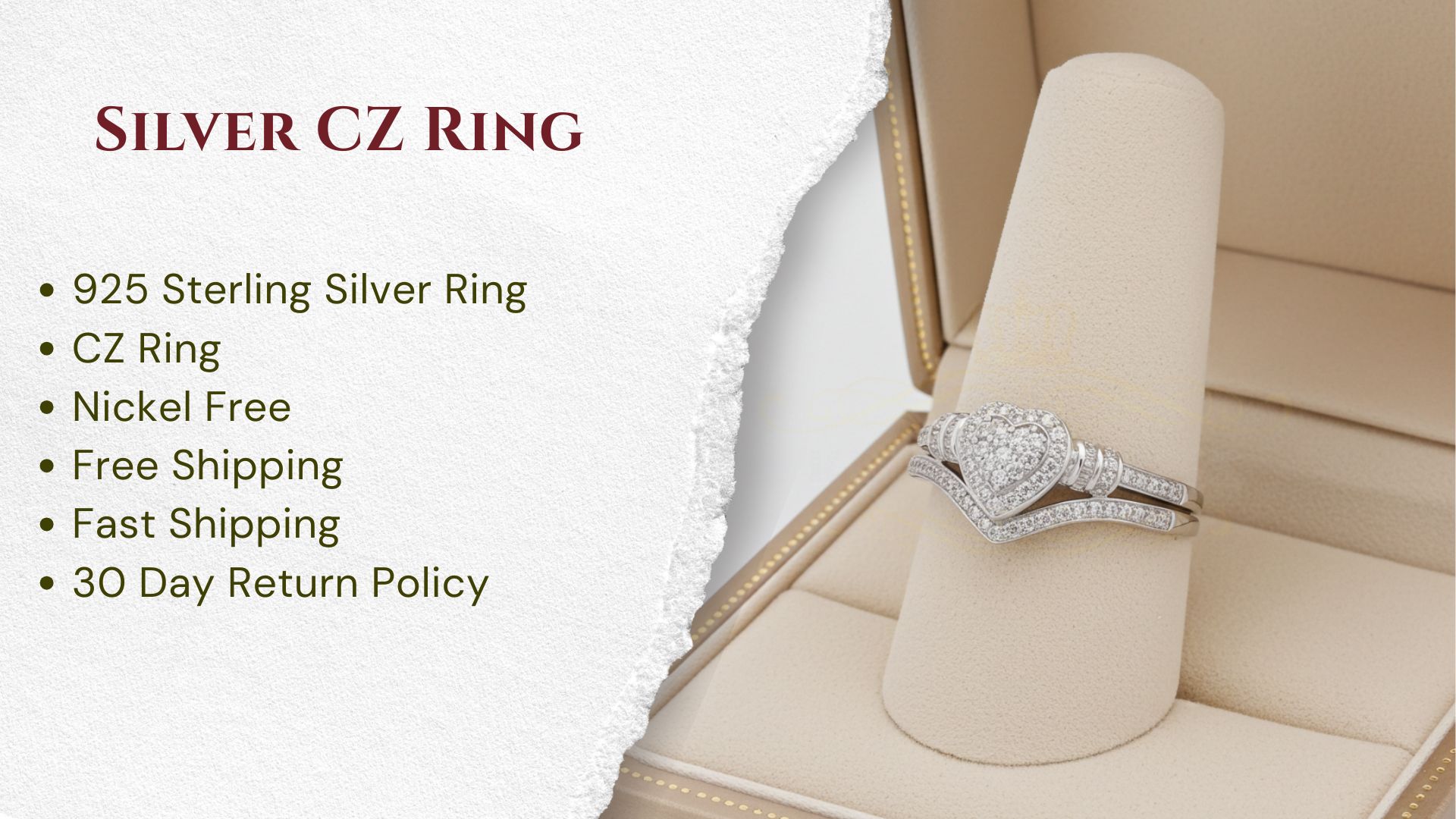 thumbnail video image 2 of King of Bling's White 925 Sterling Silver Heart Cubic Zirconia 1.11ct Womens Fancy Ring Size 7, 2 of 13