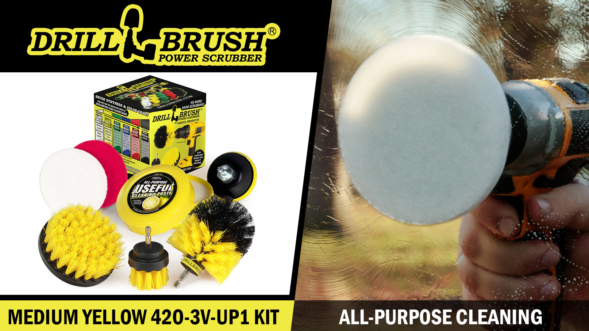 thumbnail video image 2 of Drill Brush Attachment House Cleaning Supplies Set: Nylon Toilet Brush Kit, Lemon Lime Cleaning Paste, Scrub Pads - Bathroom Tile Grout Cleaner, 2 of 9