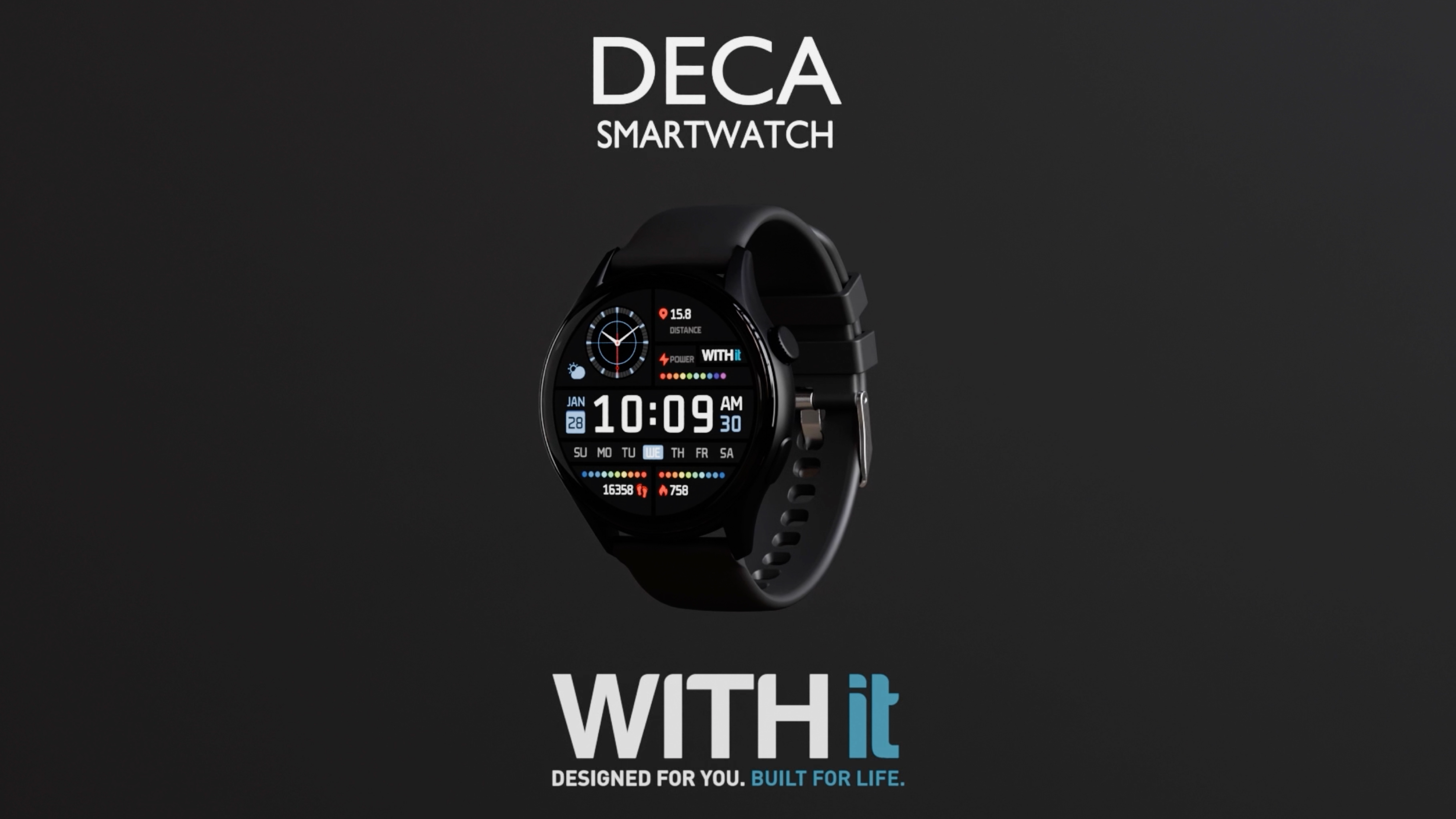 thumbnail video image 2 of WITHit Deca Smartwatch with AMOLED 1.43" High-Definition Touchscreen Display, Black, 2 of 11