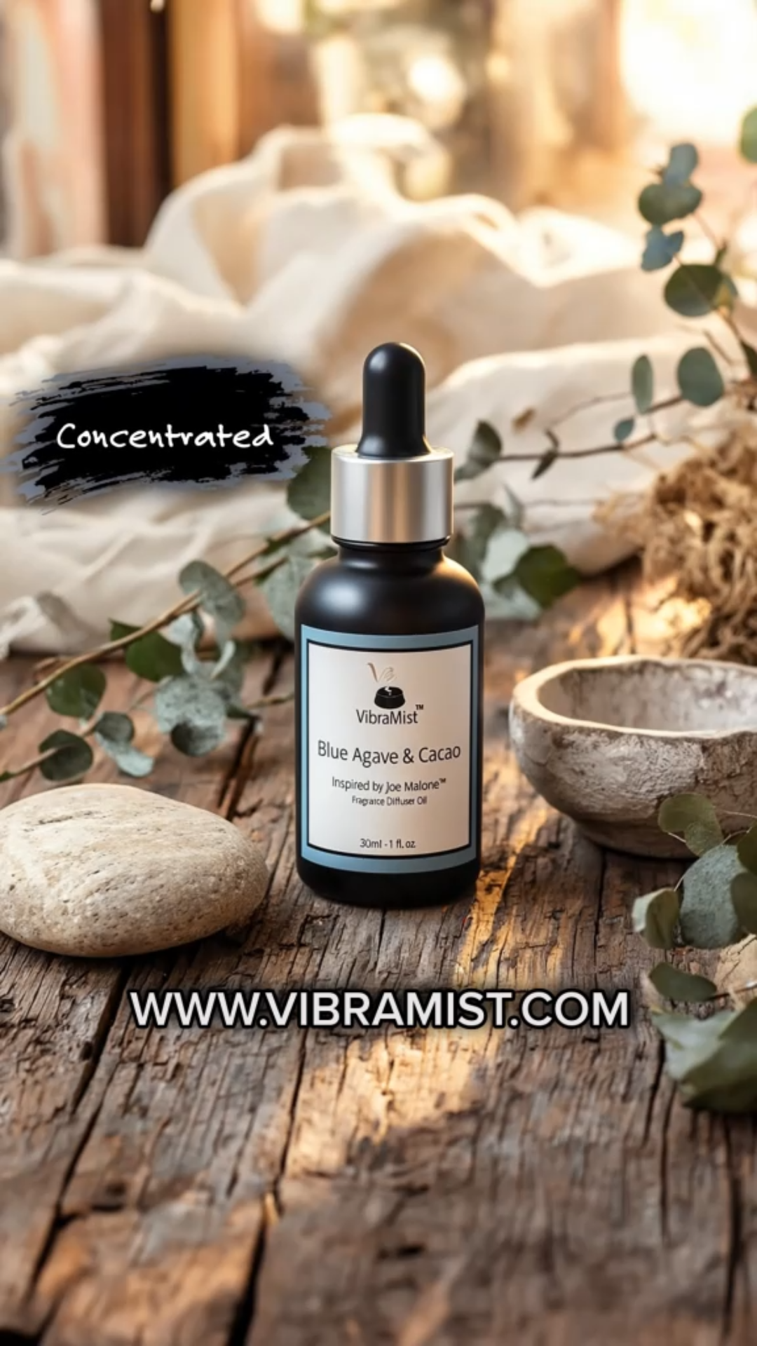 thumbnail video image 2 of VibraMist™ Blue Agave & Cacao – Premium concentrated diffuser oil. Luxury spa scent for home, hotel, or office. Works with cold air diffusers, fragrance warmers, potpourri, and wicking systems, 2 of 4