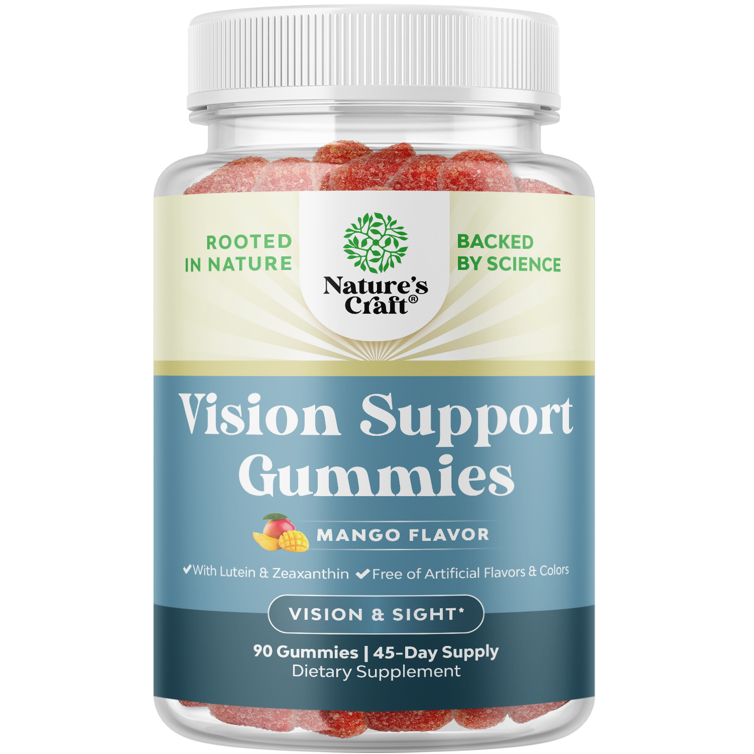 thumbnail video image 2 of Natures Craft Vision Support Gummies, Lutein & Zeaxanthin for Eye Health, Mango Flavor, 90 Ct, 2 of 9