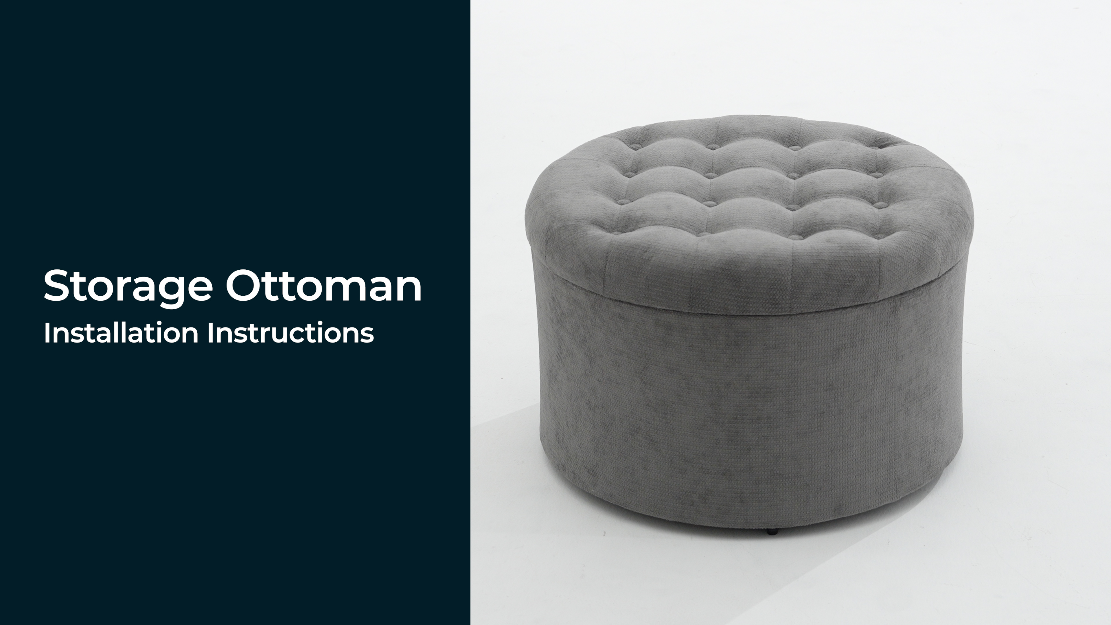 thumbnail video image 2 of Dovov 25" Tufted Round Ottoman with Storage, Large Storage Ottoman Footrest Flip Top Foot Stool, 220lbs Capacity, Beige, 2 of 11