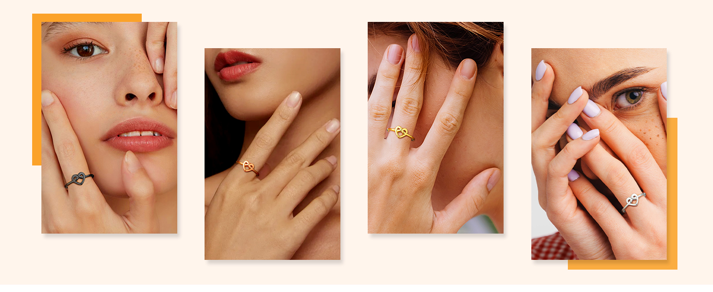 thumbnail video image 2 of Bestyle Simple Engagement Rings for Women, Gold Plated Pure 925 Sterling Silver Heart Knot Ring Wedding Promise Gifts for Her Wife Mom Girlfriend, 2 of 9