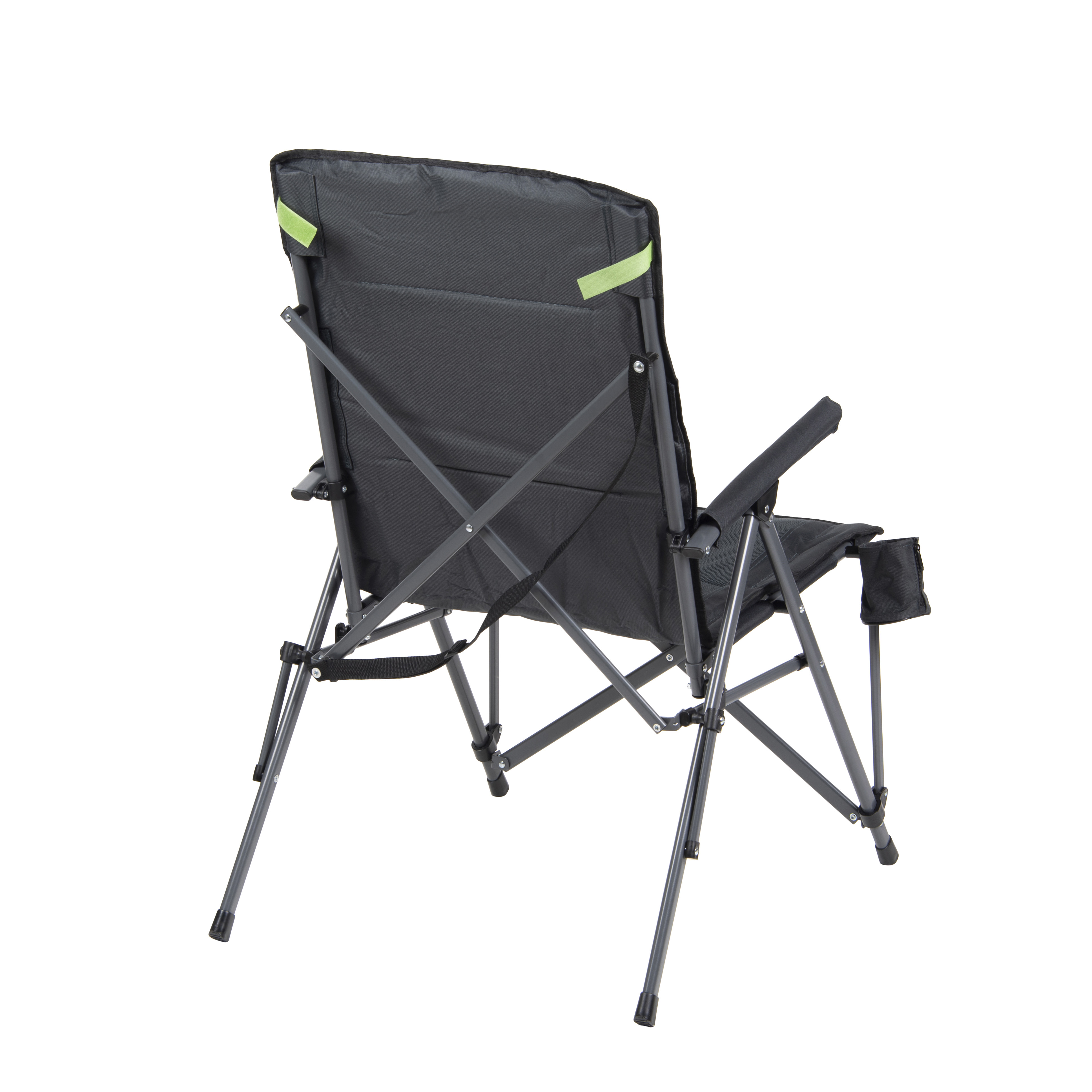 Xgear Camping Chair Hard Arm High Back Lawn Chair Heavy Duty with Cup Holder, for Camp, Fishing, Hiking, Outdoor, Carry Bag Included (Cool Gray)