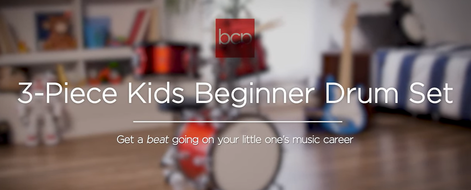 thumbnail video image 2 of Best Choice Products Kids Beginner 3-Piece Drum, Musical Instrument Set w/ Sticks, Cushioned Stool, Drum Pedal - Blue, 2 of 8