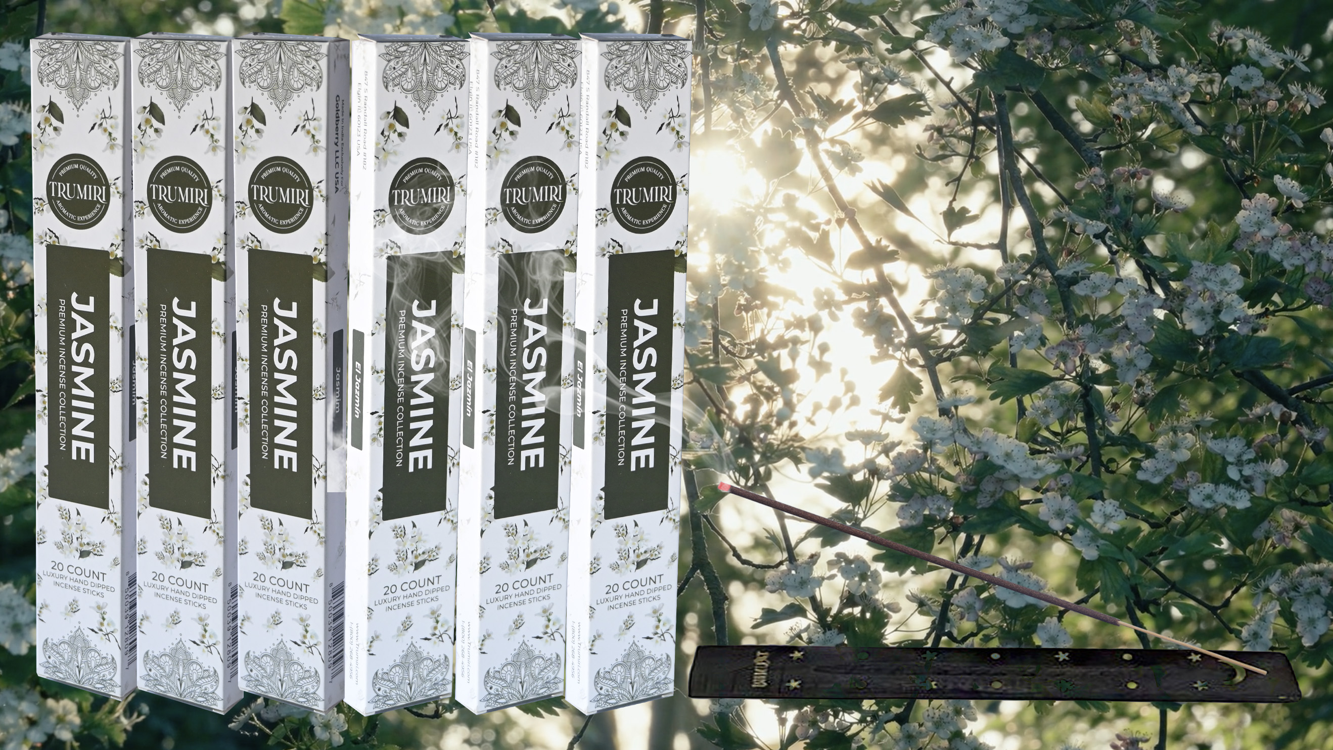thumbnail video image 2 of Jasmine Incense Sticks - Total 120 Insence-Sticks - 6 Packs of 20 Insense - Inciensos - Inscents - Natural Non Toxic Ingredients - Incents - Incence - Inscense - Insents, 2 of 8