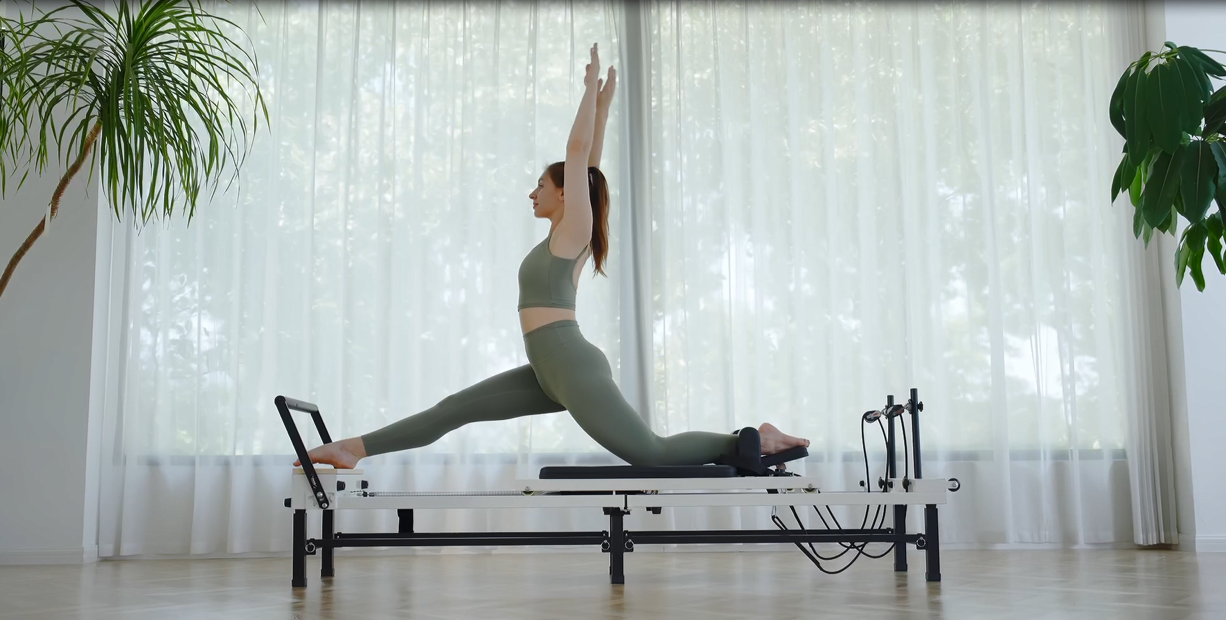 thumbnail video image 2 of 91'' Foldable Pilates Equipment for Home Workouts,Pilates Reformer Machine for Home and Gym, Pilates Exercise Equipment with Jump Board, 220lbs resistance 5 Springs, 2 of 10