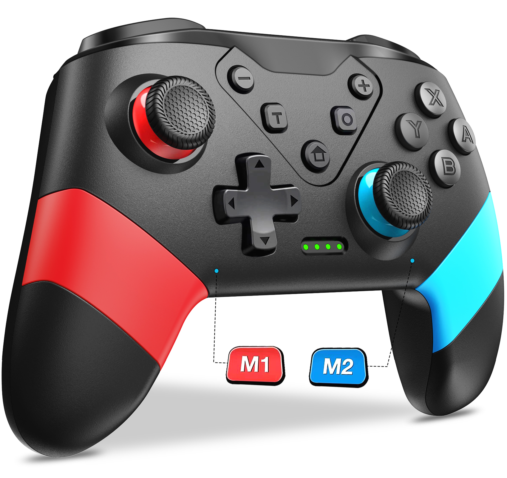 thumbnail video image 2 of Switch Controller Compatible with Switch/Switch Lite/Switch OLED, Extra Controller with Paddles, Wireless Switch Pro Controller with Turbo, 6-Axis Gyro,Programmable with Buttons,Black, 2 of 8