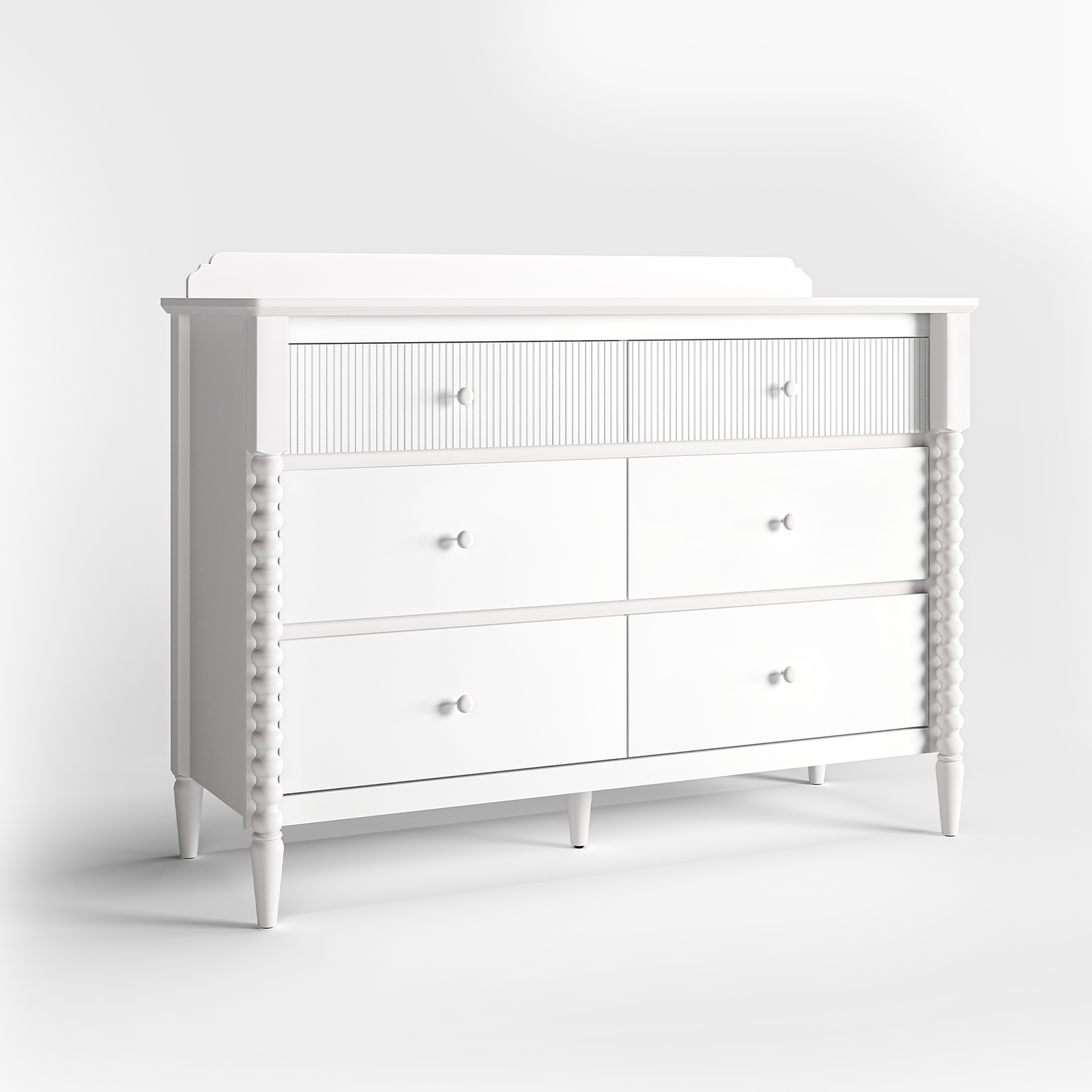 thumbnail video image 2 of JOINICE 6 Drawer Dresser with Storage, Wide Chest of Drawers for Nursery, Wood Large Drawer Organizer Cabinet for Bedroom, Living Room, White, 2 of 9