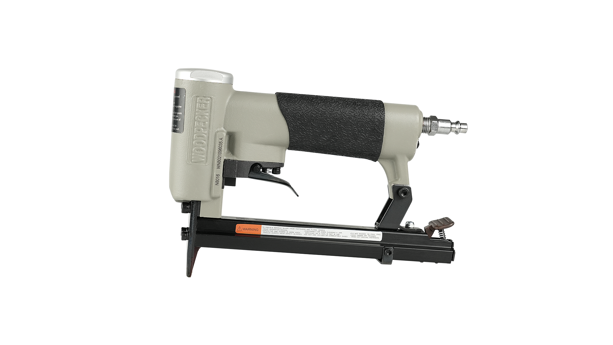 WOODPECKER N8016 Pneumatic Upholstery Stapler, 21 Gauge, Full Metal, 1/2  Crown, 1/4 to 5/8 Length 80 Staples, Air Power Upholstery Staple Gun,  Narrow Crown Stapler for Furniture Home Project 