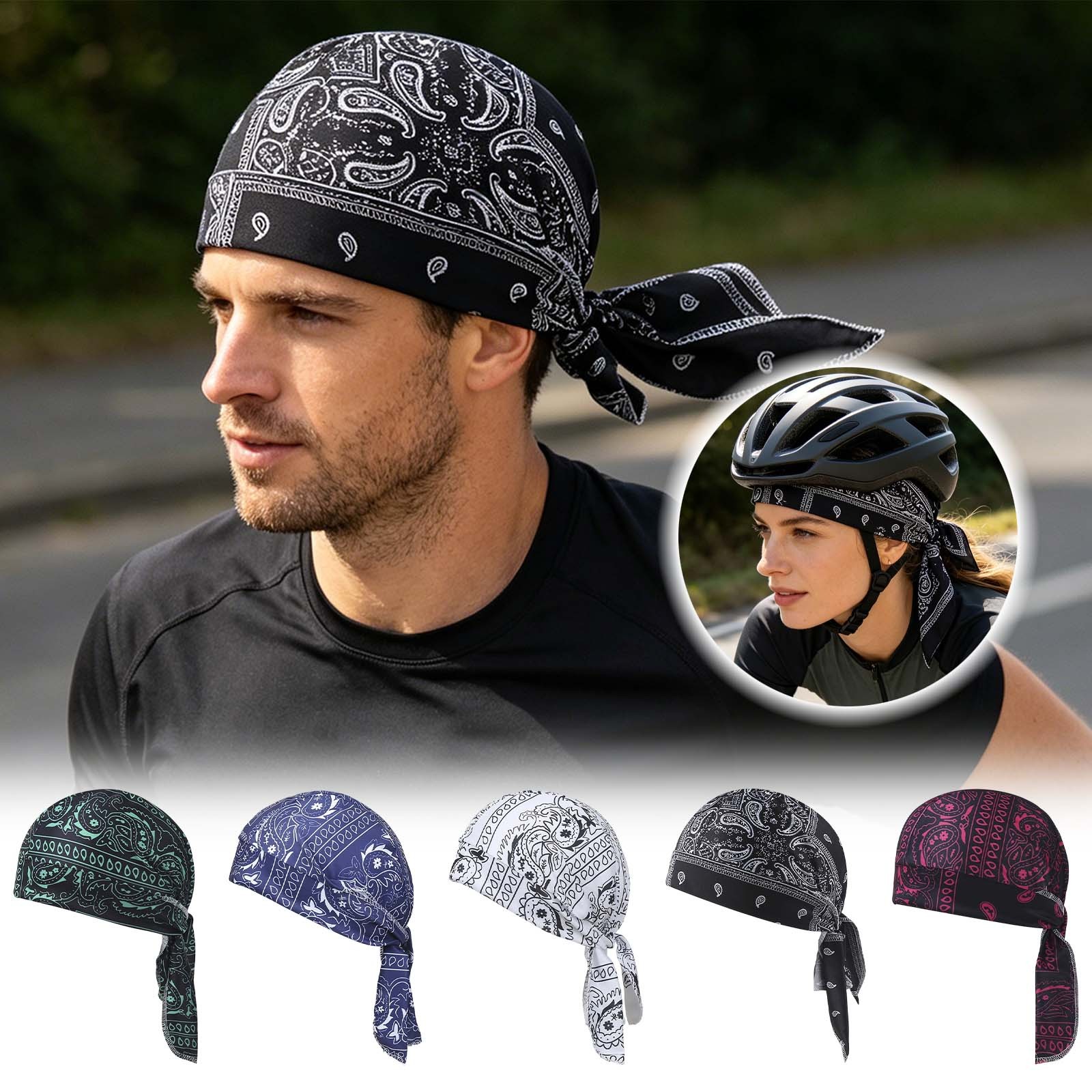 thumbnail video image 2 of Do Rags for Men Women Skull Cap Durag Cashew Print Hat Beanie Head Scarf Sweat Doo Rags Liner Cycling Sports Bandana, 2 of 9