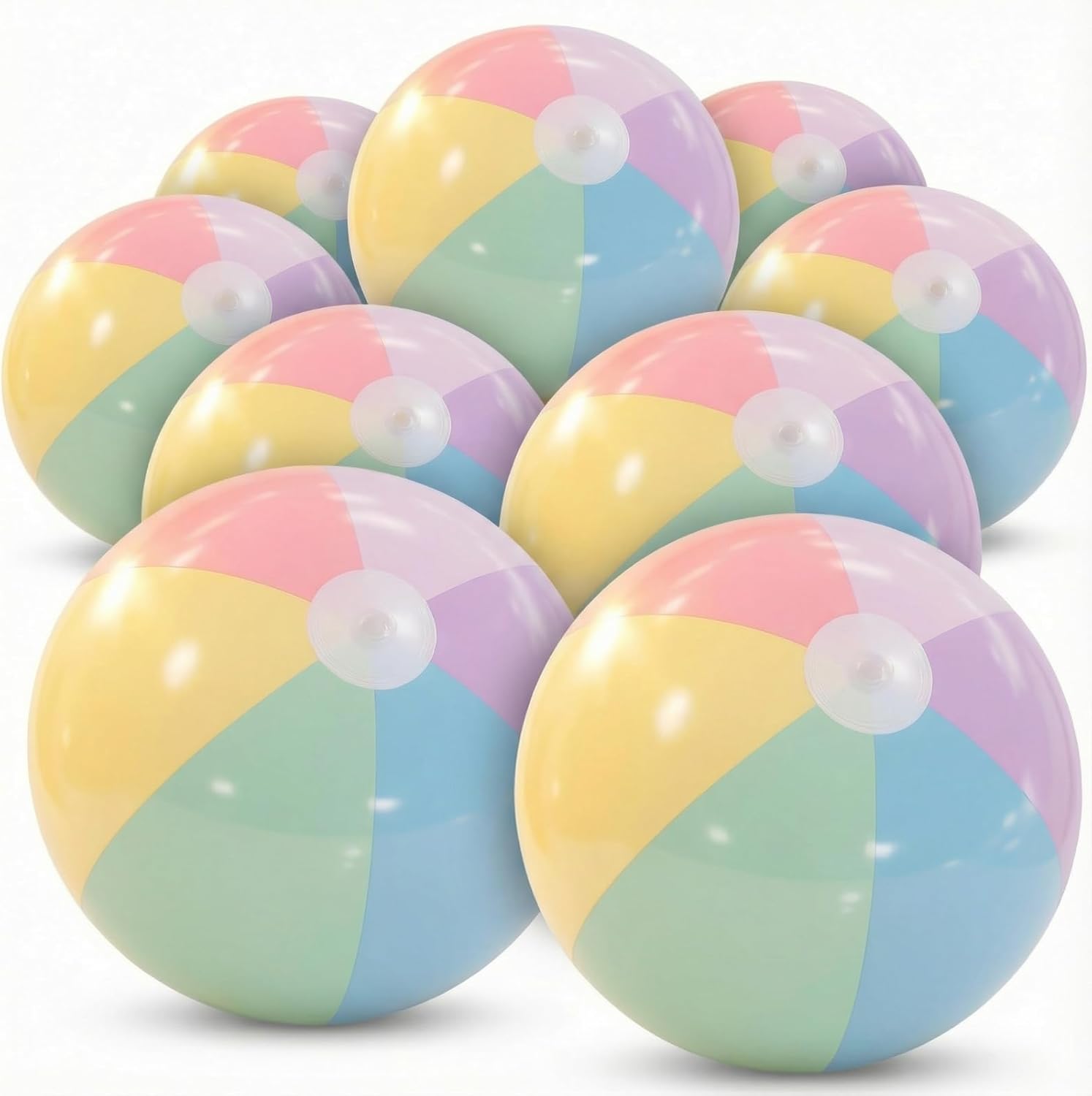 thumbnail video image 2 of FENLEI 12 Pcs 26.5 Inch Pastel Inflatable Beach Balls, Macaron Color Summer Swimming Party Favors for Adults & Kids, 2 of 10