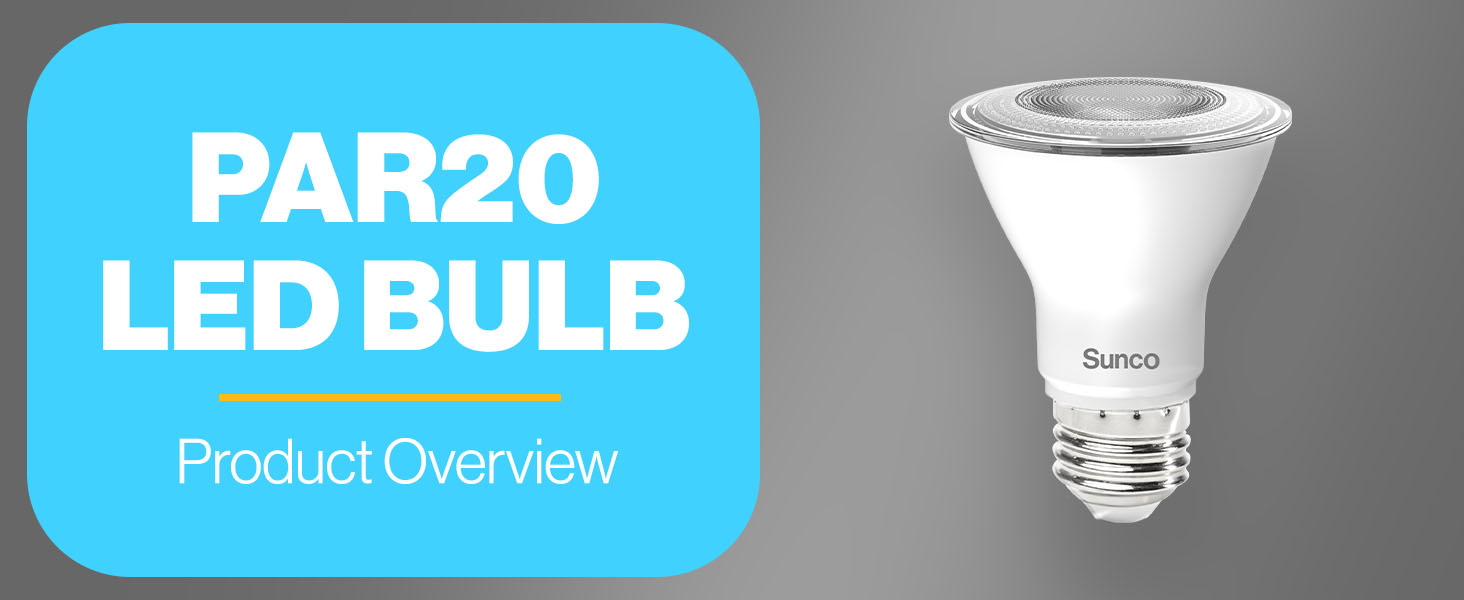 thumbnail video image 2 of Sunco Lighting 10 Pack PAR20 LED Bulb, 7W=50W, Dimmable, 5000K Daylight, 470 LM, E26 Base, Indoor/Outdoor Spotlight, Waterproof - UL, 2 of 7