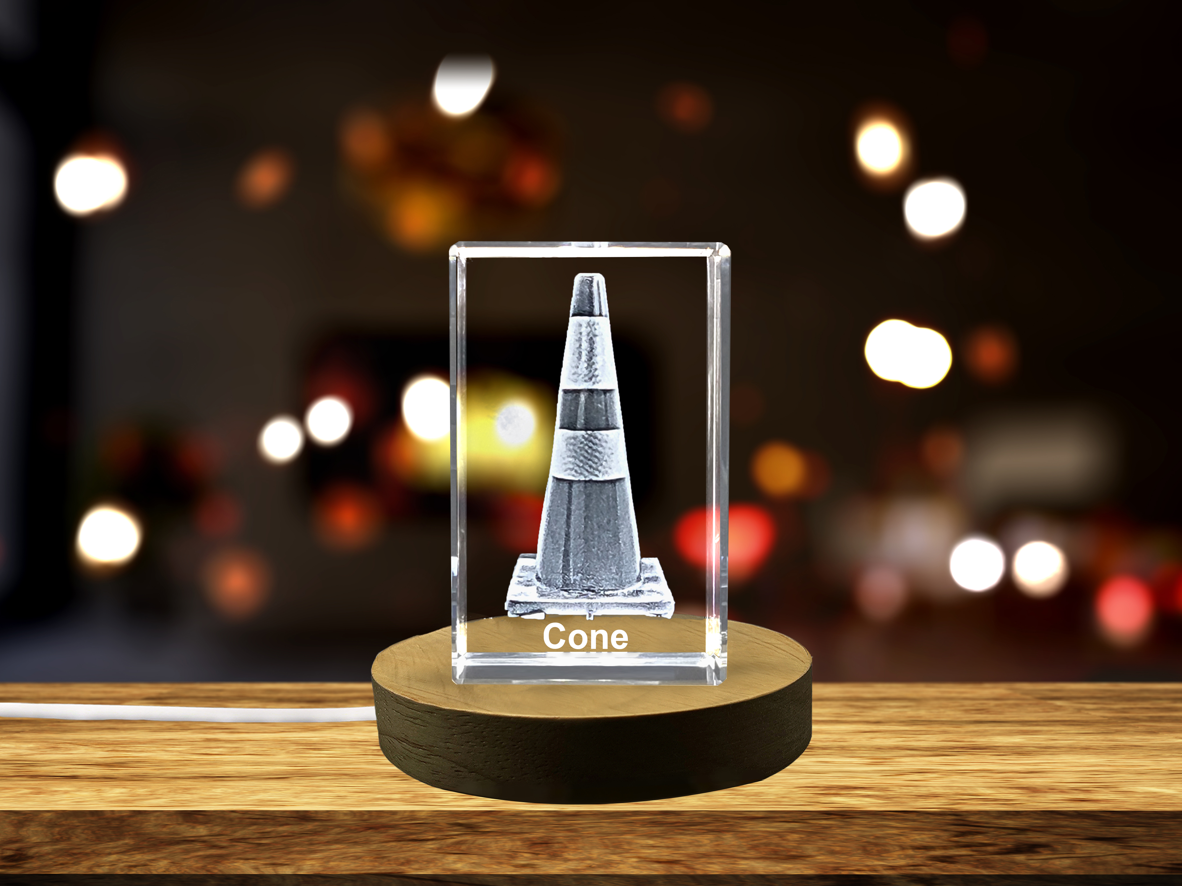 thumbnail video image 2 of A Faceted Crystal Traffic Cone - Honoring Vigilance and Safety, 2 of 7