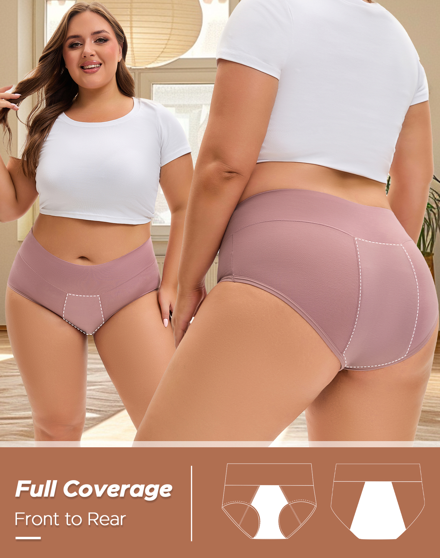 thumbnail video image 2 of INNERSY Womens Plus Size Period Underwear - High Waist Rayon from Bamboo 3-Pack, 50ml Heavy Flow(4XL,Black), 2 of 12