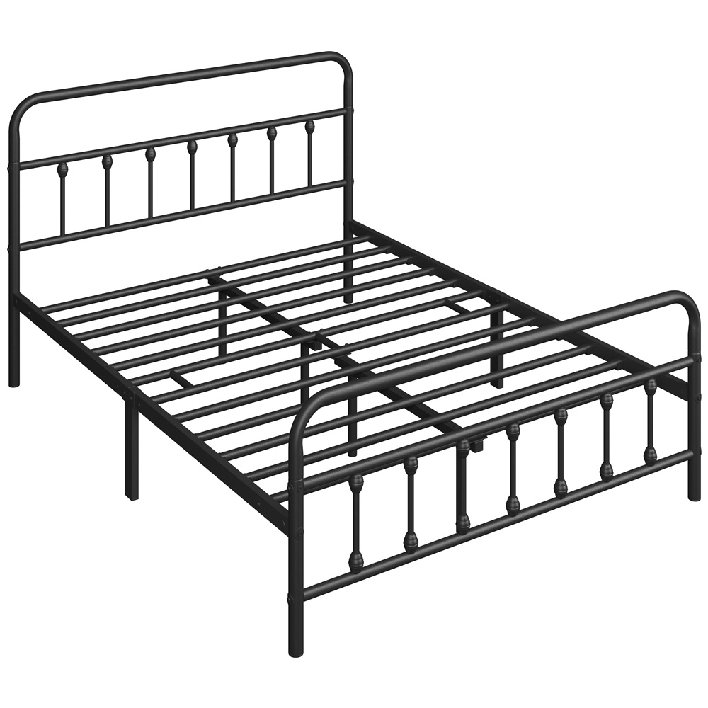 thumbnail video image 2 of Alden Design Metal Platform Queen Bed with High Headboard, Adult, Black, 2 of 10