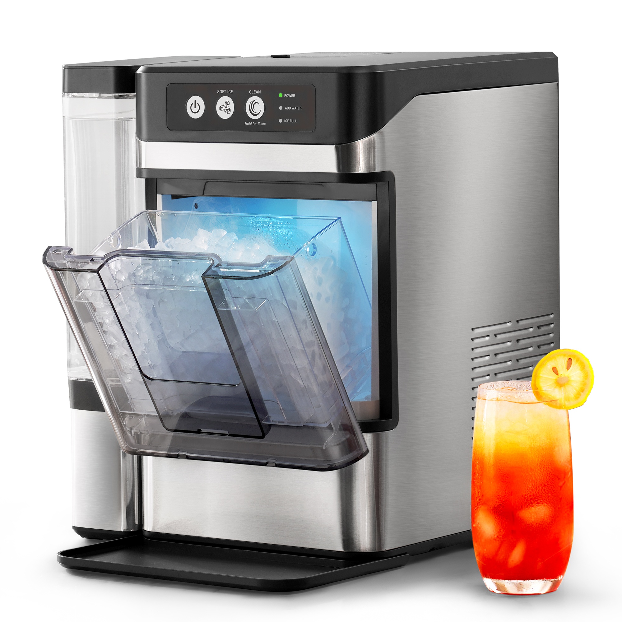 thumbnail video image 2 of Nugget Ice Maker Countertop with 0.8Gal Removable Tank, 41Lbs/24H, One-Touch Fast Ice in 6 Mins, Self-Cleaning & Ultra Quiet for Home/Office/Party, 2 of 9