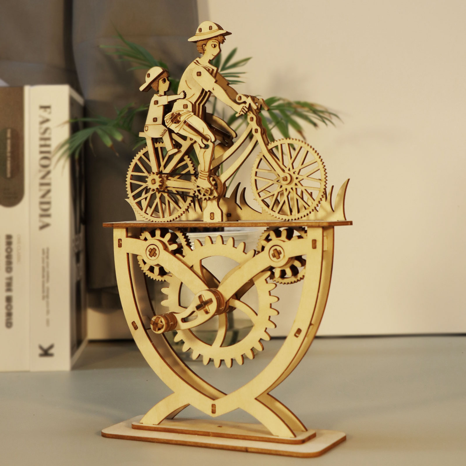 thumbnail video image 2 of Music Park 3D Wooden Puzzle Father & Son Bicycle Model Kit Creative Decoration, 2 of 8