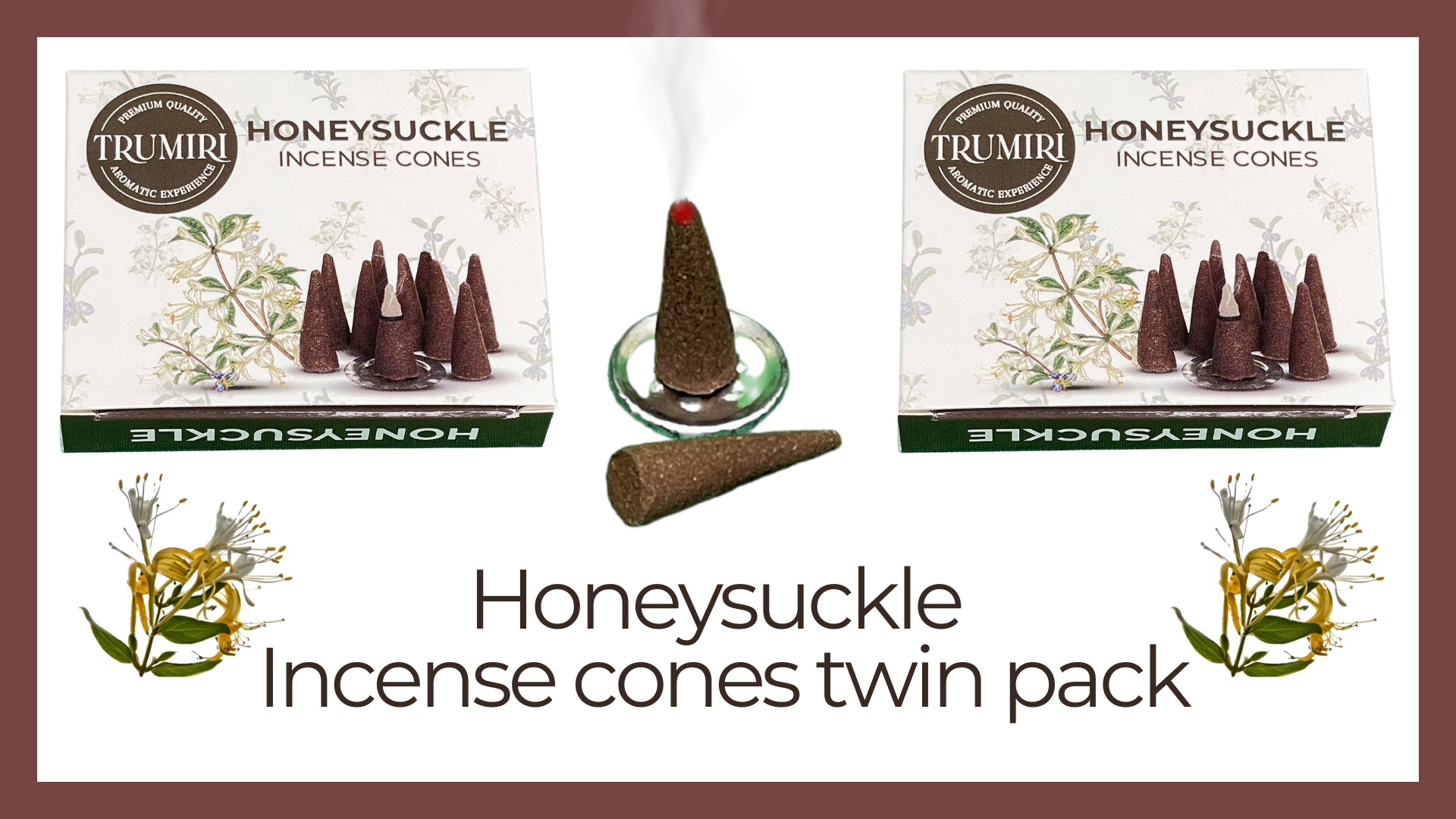 thumbnail video image 2 of Honeysuckle Incense Cones - Total 20 Cone Incense - Dual Pack of 10 Insence Cones - Incense Cones Scented - Cone Incense Scents - Insense Cones - Incent Cone, 2 of 9