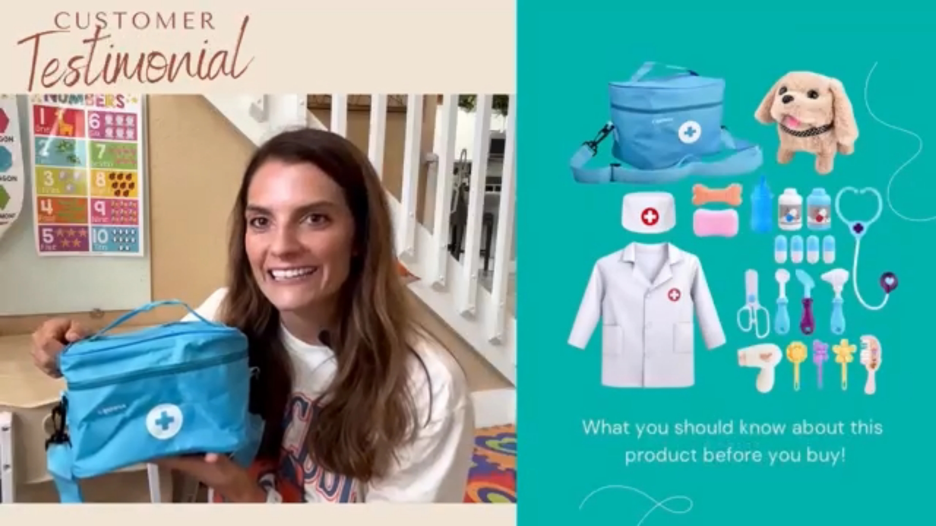 thumbnail video image 2 of Casrra Veterinary Play Set with Plush Puppy & Portable Bag for Ages 3-6, 2 of 10