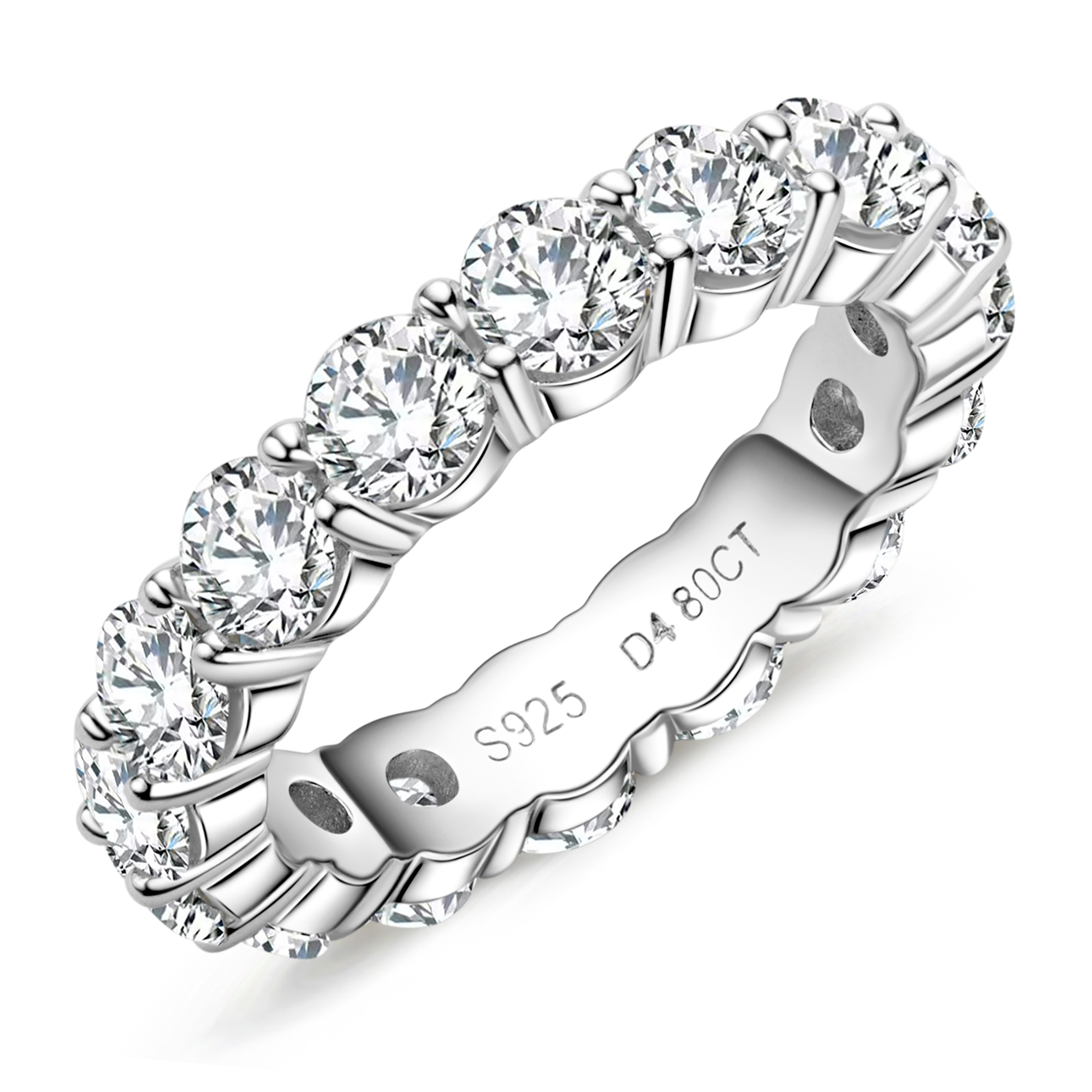 thumbnail video image 2 of Yeesoth Moissanite Eternity Ring 4mm 5cttw D Color VVS1 14K Gold Plated 925 Sterling Silver Eternity Band Wedding Ring for Women, 2 of 7