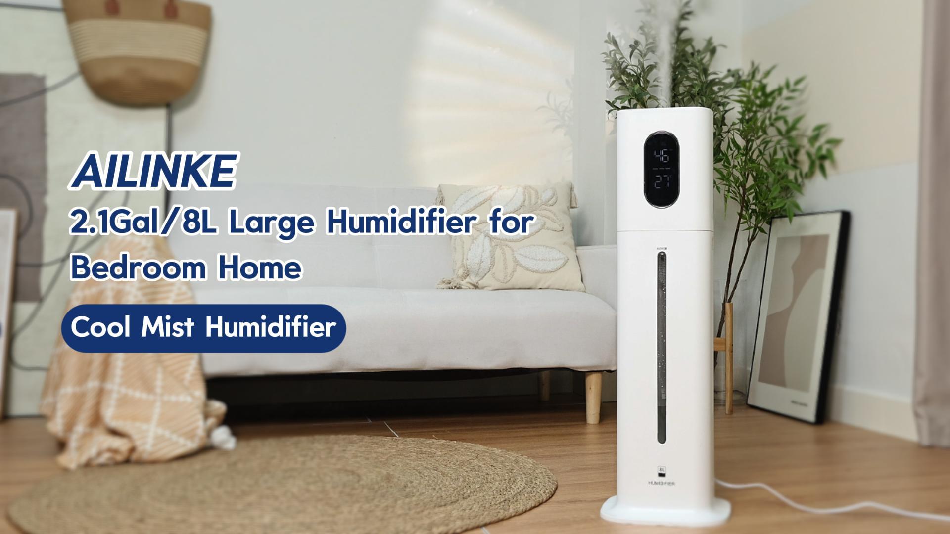 thumbnail video image 2 of Humidifier Large Room, 4.2Gal/16L for Home 2000 sq ft, Top Fill Cool Mist for Bedroom, Gray, 2 of 7