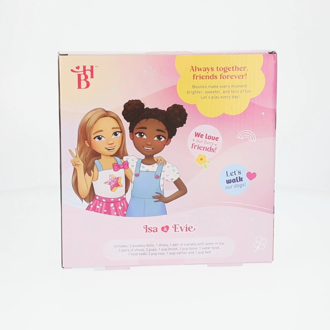 Hey Bestie Isa & Evie 18 Piece Set of 2 (5.5-inch) Mini Dolls with