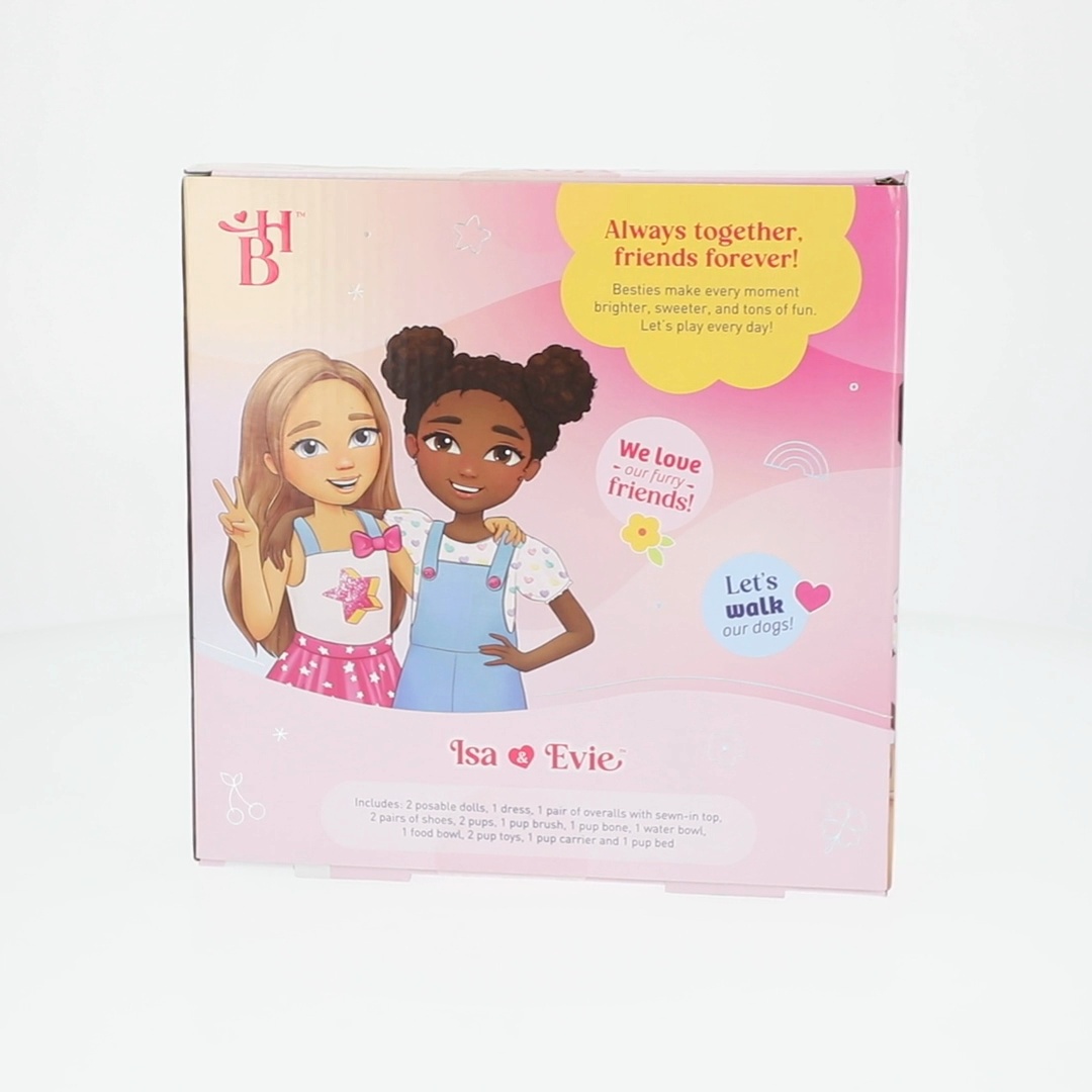Hey Bestie Isa & Evie 18 Piece Set of 2 (5.5-inch) Mini Dolls with